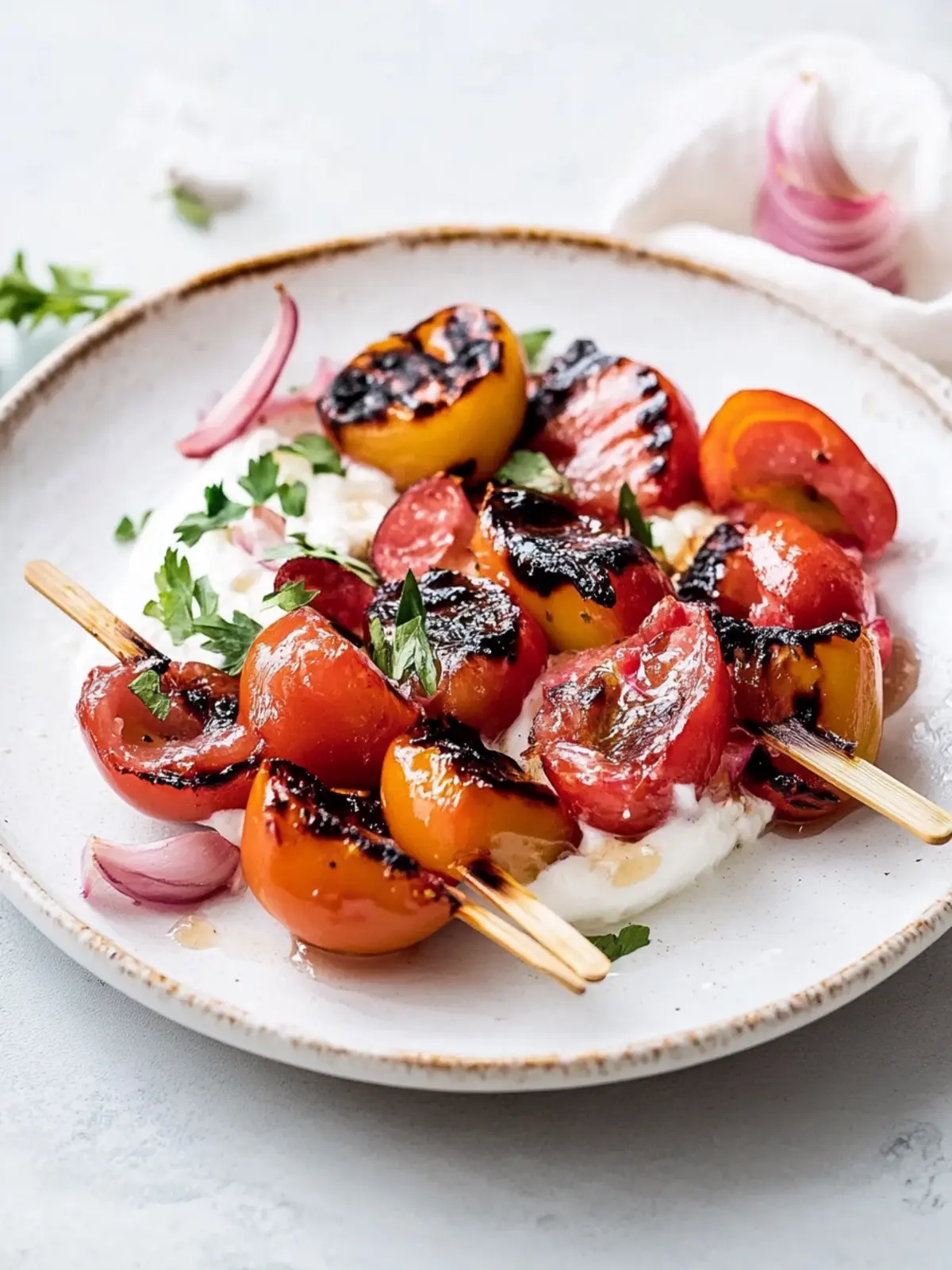 Gegrillte karamellisierte Pflaumen mit Honig und Gewürzen 4 Gegrillte karamellisierte Pflaumen