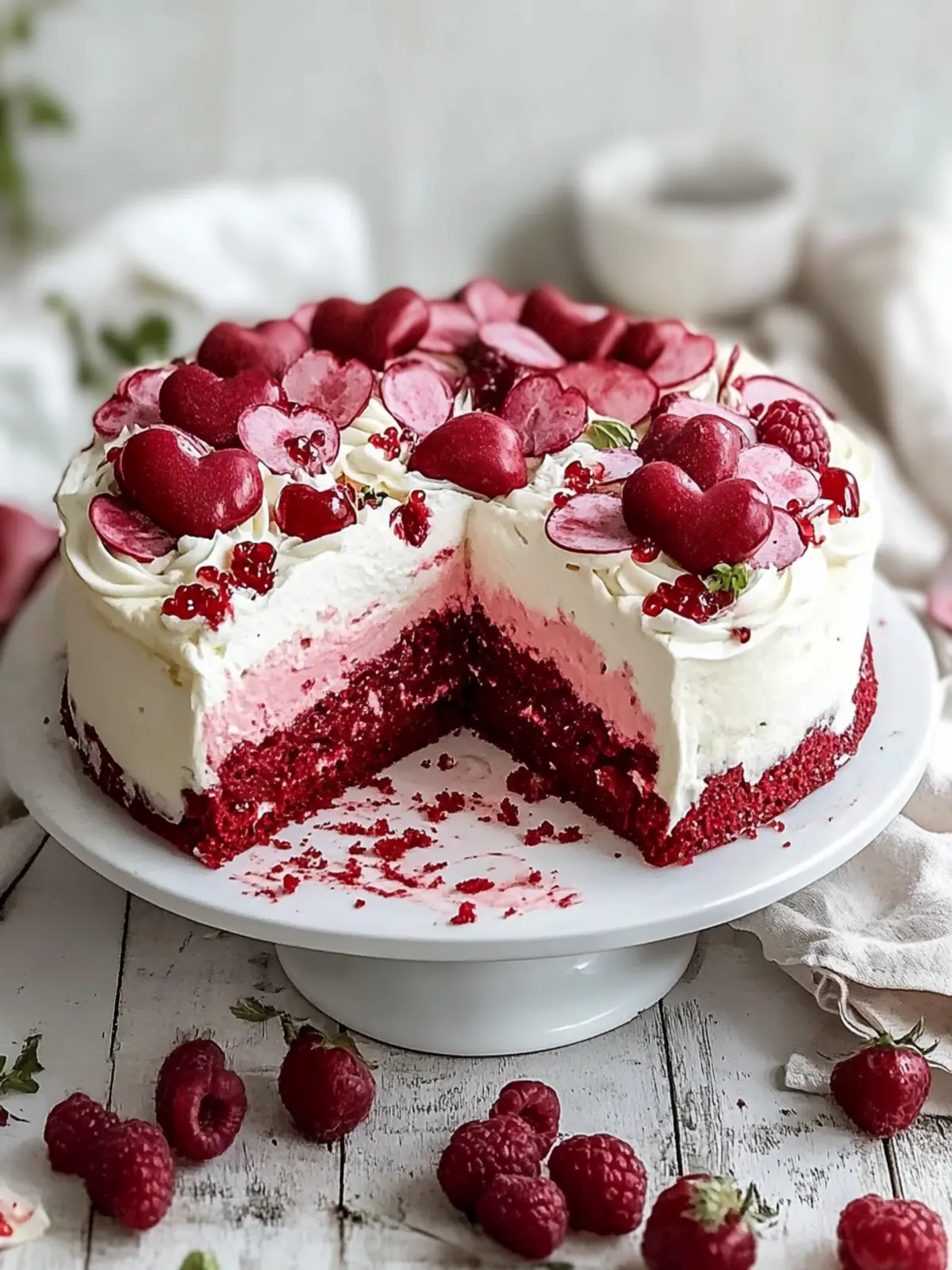 Leckere herzförmige rote Samt-Käsekuchen für romantische Anlässe 4 Leckere herzförmige rote Samt-Käsekuchen