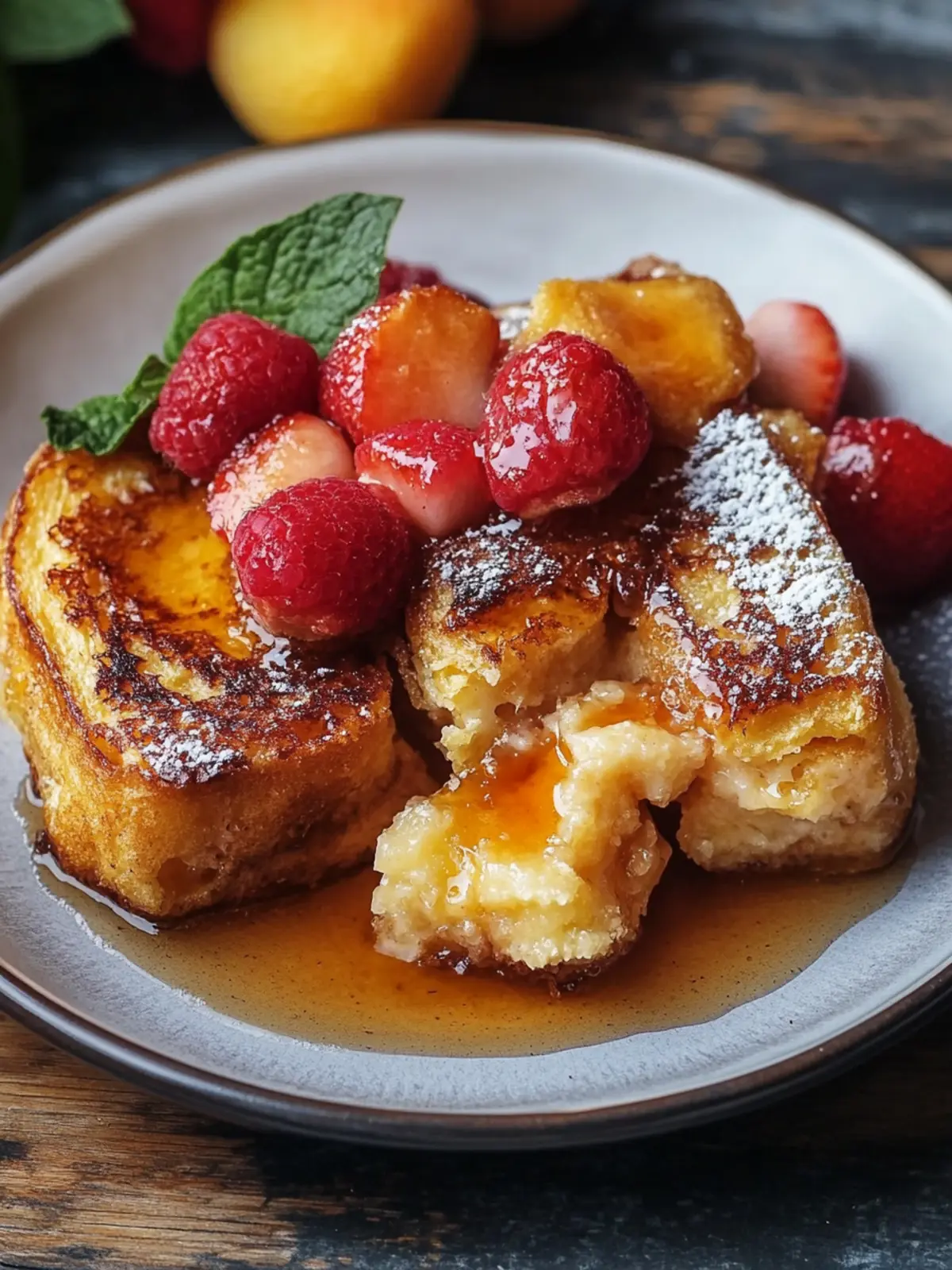 Pfirsich-Cobbler- French Toast Auflauf