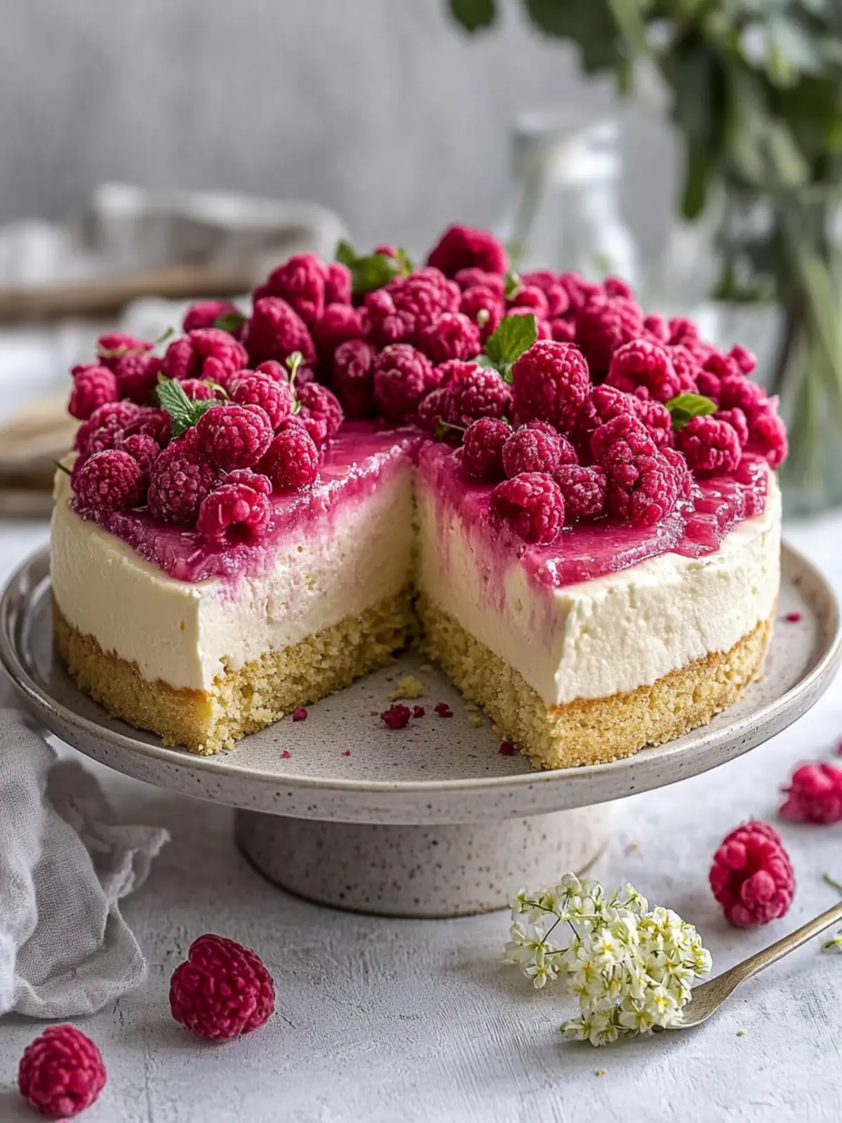 Feinster veganer Rhabarber-Cheesecake mit Himbeer-Twist 3 Feinster veganer Rhabarber-Cheesecake