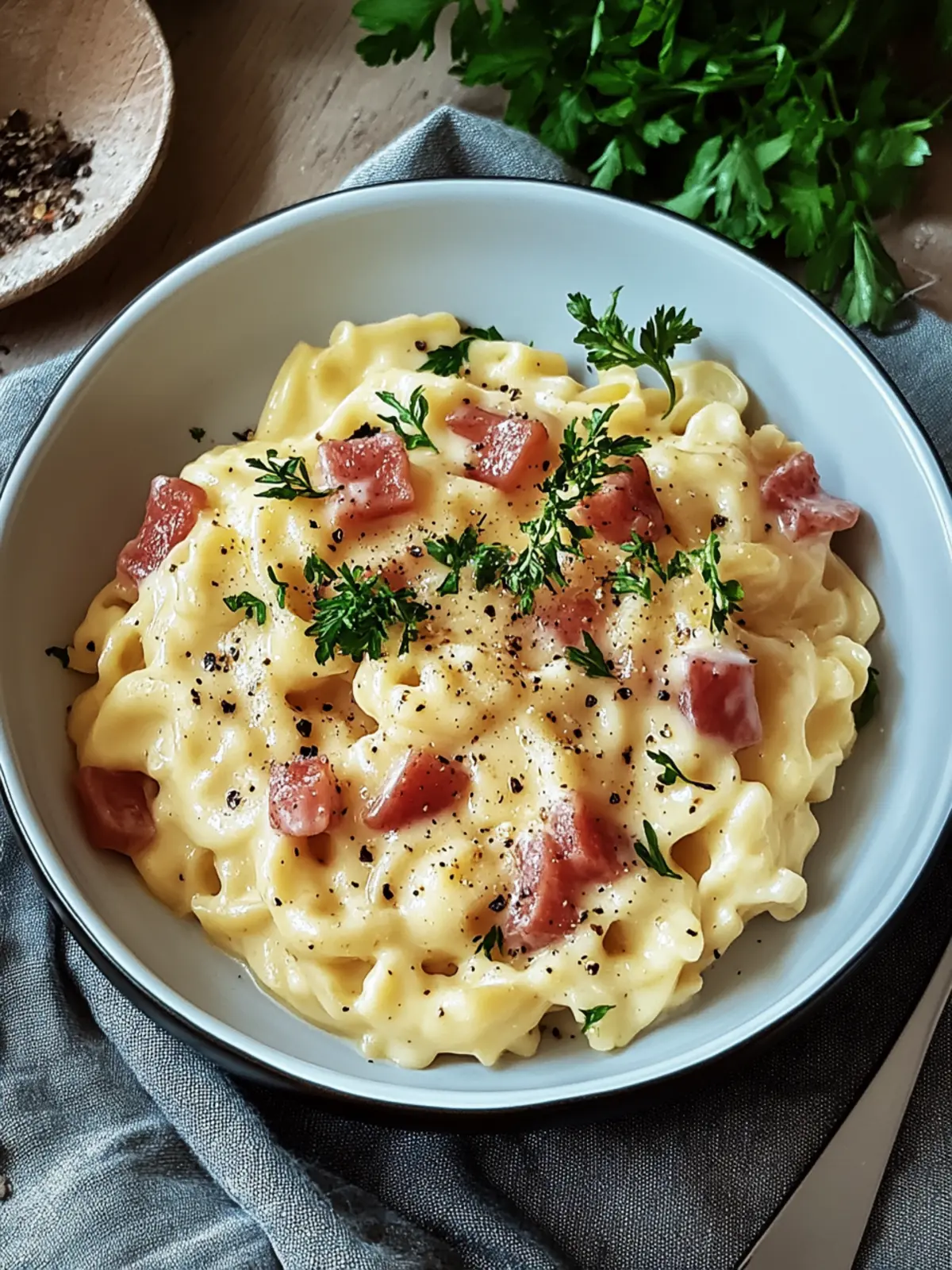 Käse, Schinken und Sahne Spätzle: Herzhaftes Wohlfühlessen 4 Käse, Schinken und Sahne Spätzle