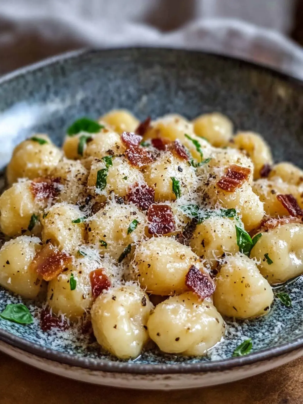 Gnocchi Carbonara mit Speck und Parmesan für den perfekten Abend 4 Gnocchi Carbonara mit Speck und Parmesan