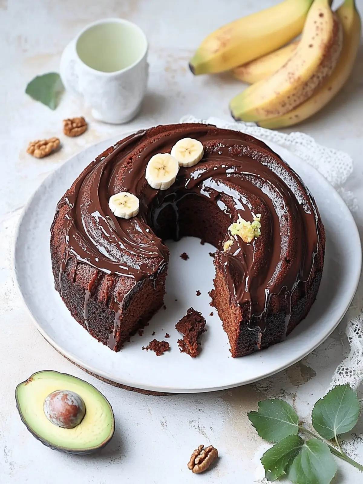 Veganer Bananen-Schokoladen-Bundt-Kuchen mit Avocado-Glasur Genuss pur! 5 Veganer Bananen-Schokoladen-Bundt-Kuchen mit Avocado-Glasur