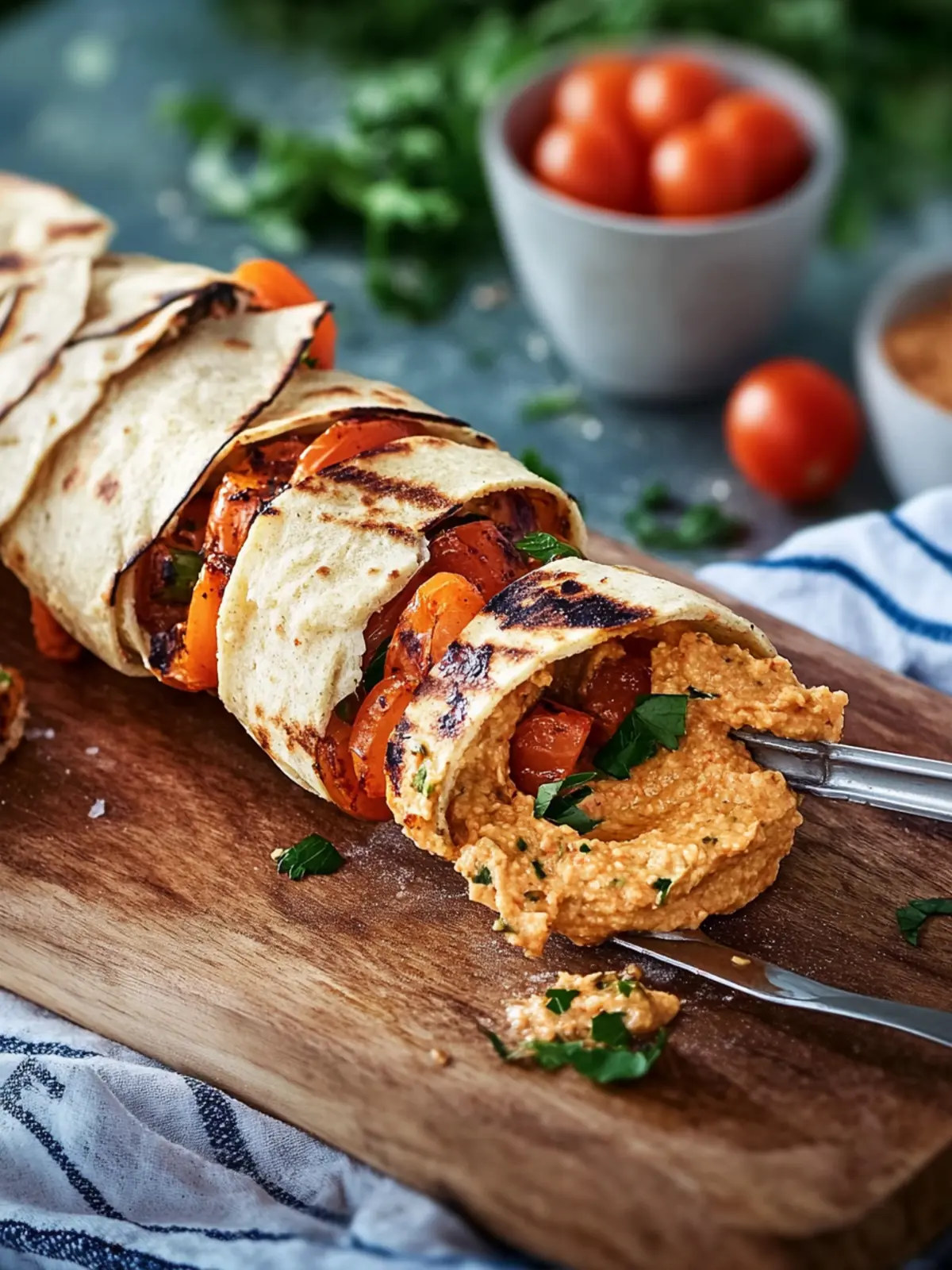Kartoffel Shawarma mit Tomaten-Hummus: Ein Grilltraum erleben 4 Kartoffel Shawarma mit Tomaten-Hummus
