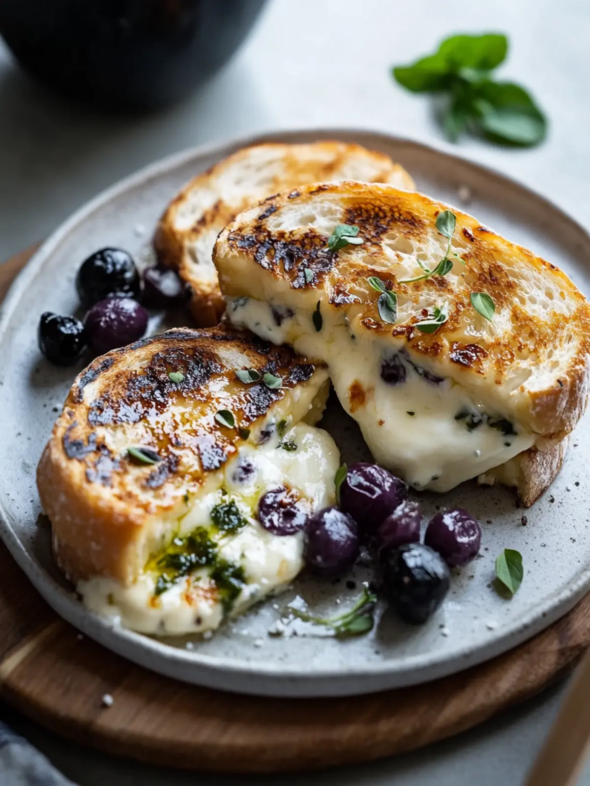 Gegrillter Käse mit cremigem Brie und frischen Heidelbeeren 4 Gegrillter Käse mit cremigem Brie
