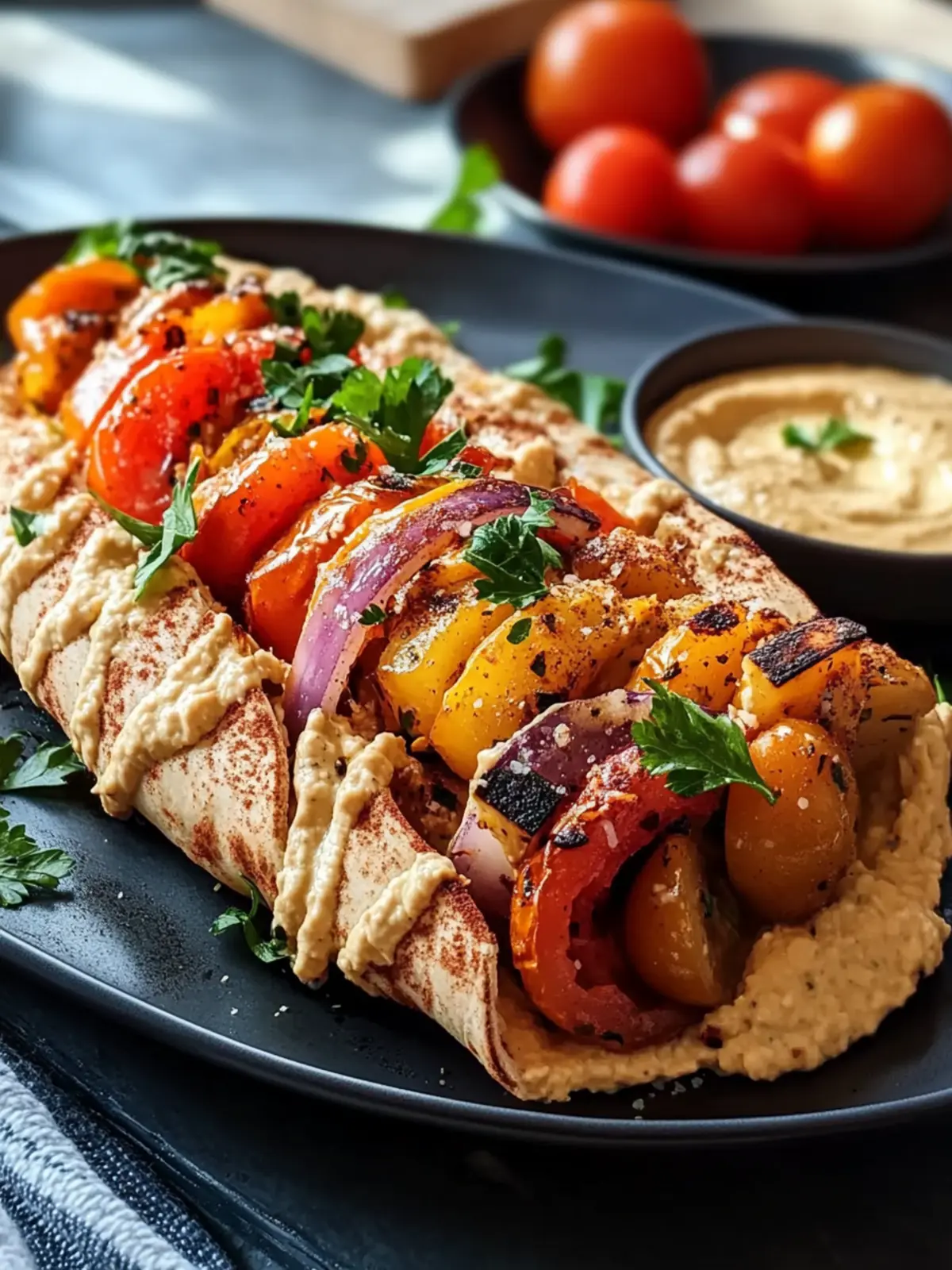 Kartoffel-Shawarma mit Tomaten-Hummus – Grillgenuss leicht gemacht 3 Kartoffel-Shawarma mit Tomaten-Hummus