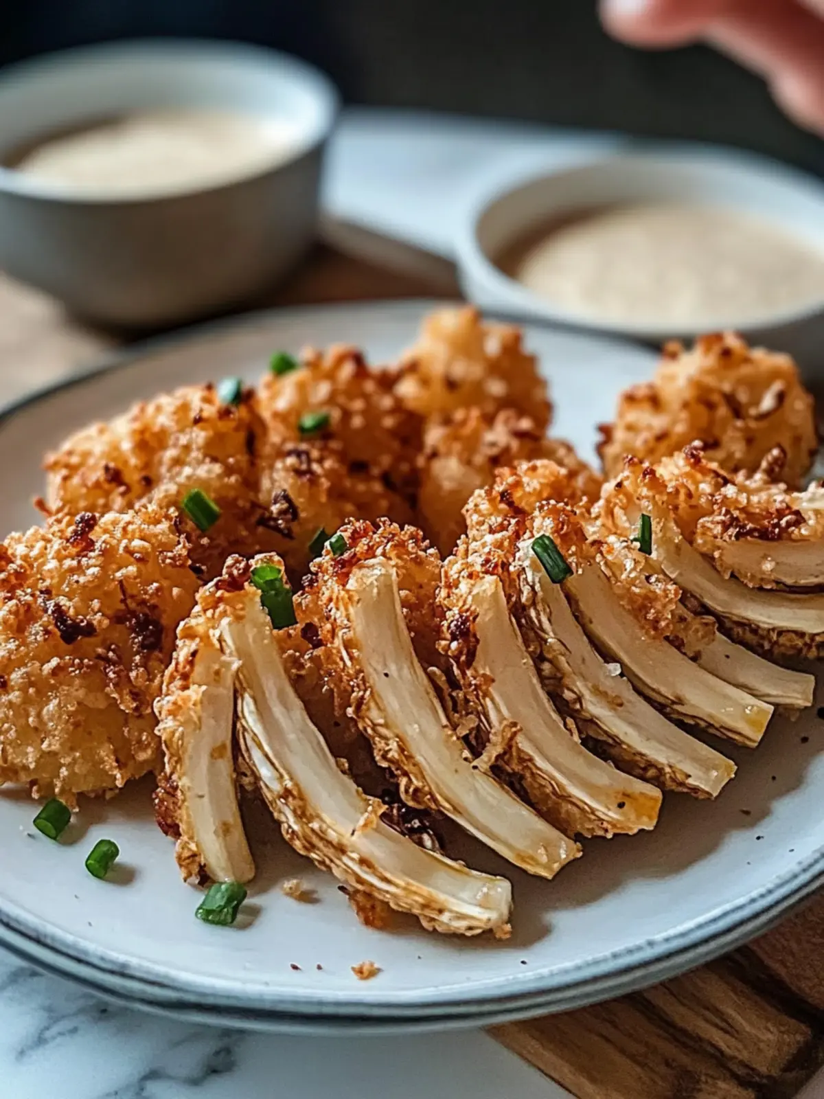 Knusprige Enoki-Pilz-Nuggets für Gemüse-Liebhaber mit Dip 4 Knusprige Enoki-Pilz-Nuggets für Gemüse-Liebhaber