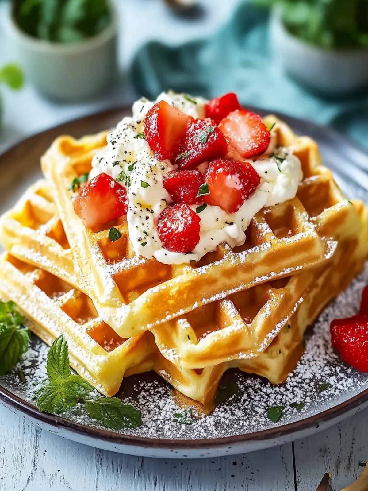 Kräuter- und Käsewaffel mit Paprikasalat: Schnell und Lecker 3 Kräuter- und Käsewaffel mit Paprikasalat