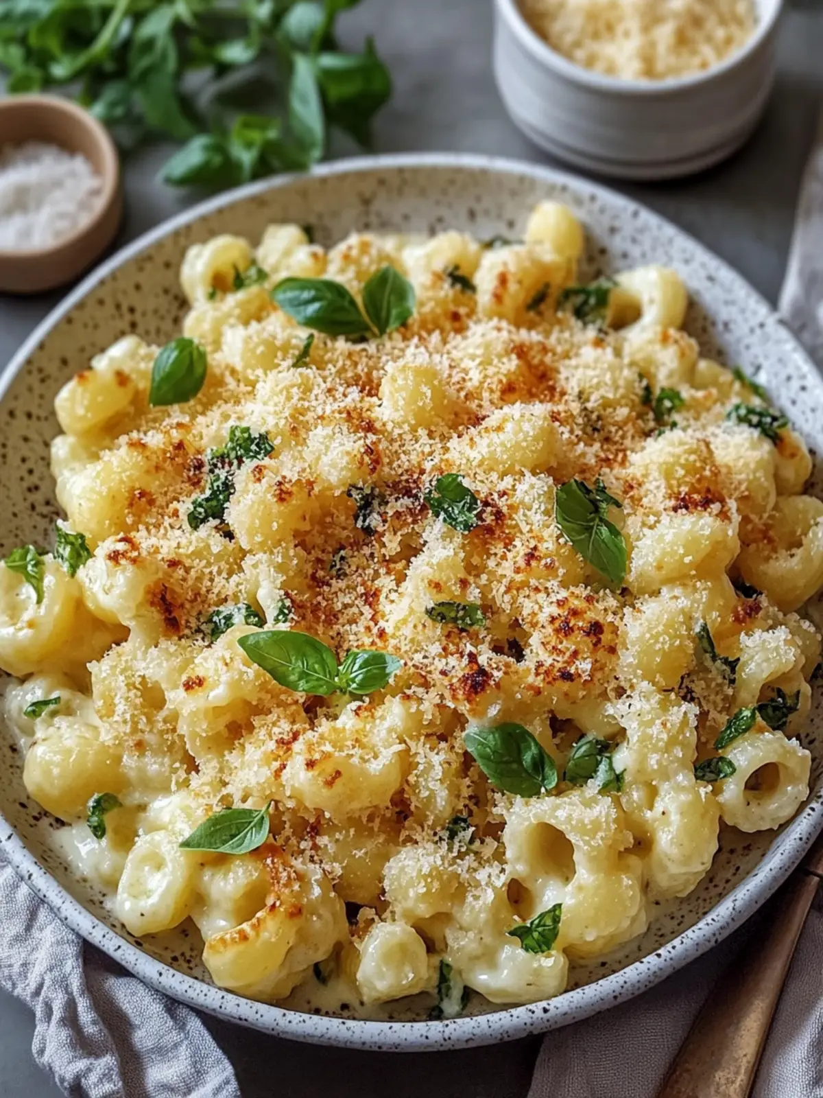 Gesunde Blumenkohl-Makkaroni und Käse mit knusprigem Parmesan genießen 2 Gesunde Blumenkohl-Makkaroni und Käse mit knusprigem Parmesan