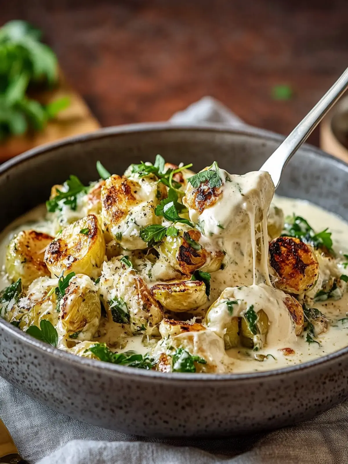 Knusprig geröstete Rosenkohl mit cremiger Käsesauce lieben! 5 Knusprig geröstete Rosenkohl mit cremiger Käsesauce