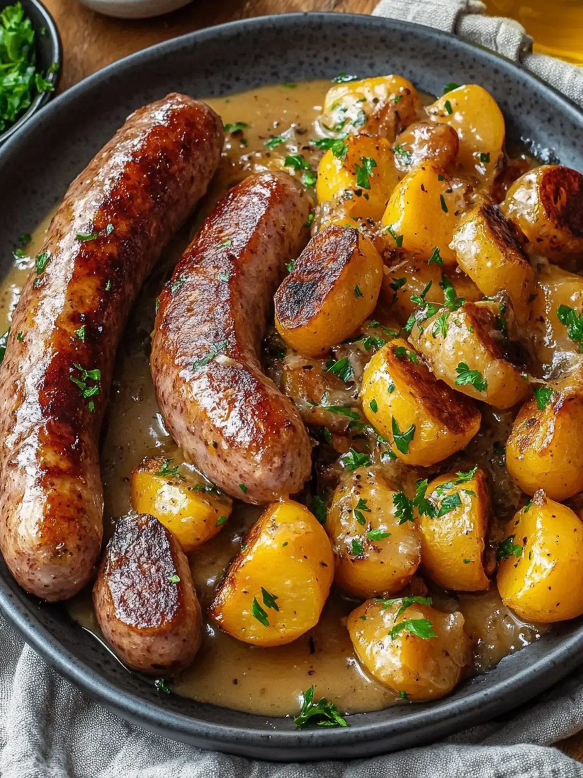 Wurst und Süßkartoffeln mit Honig-Knoblauch-Sauce schnell und einfach 3 Wurst und Süßkartoffeln mit Honig-Knoblauch-Sauce