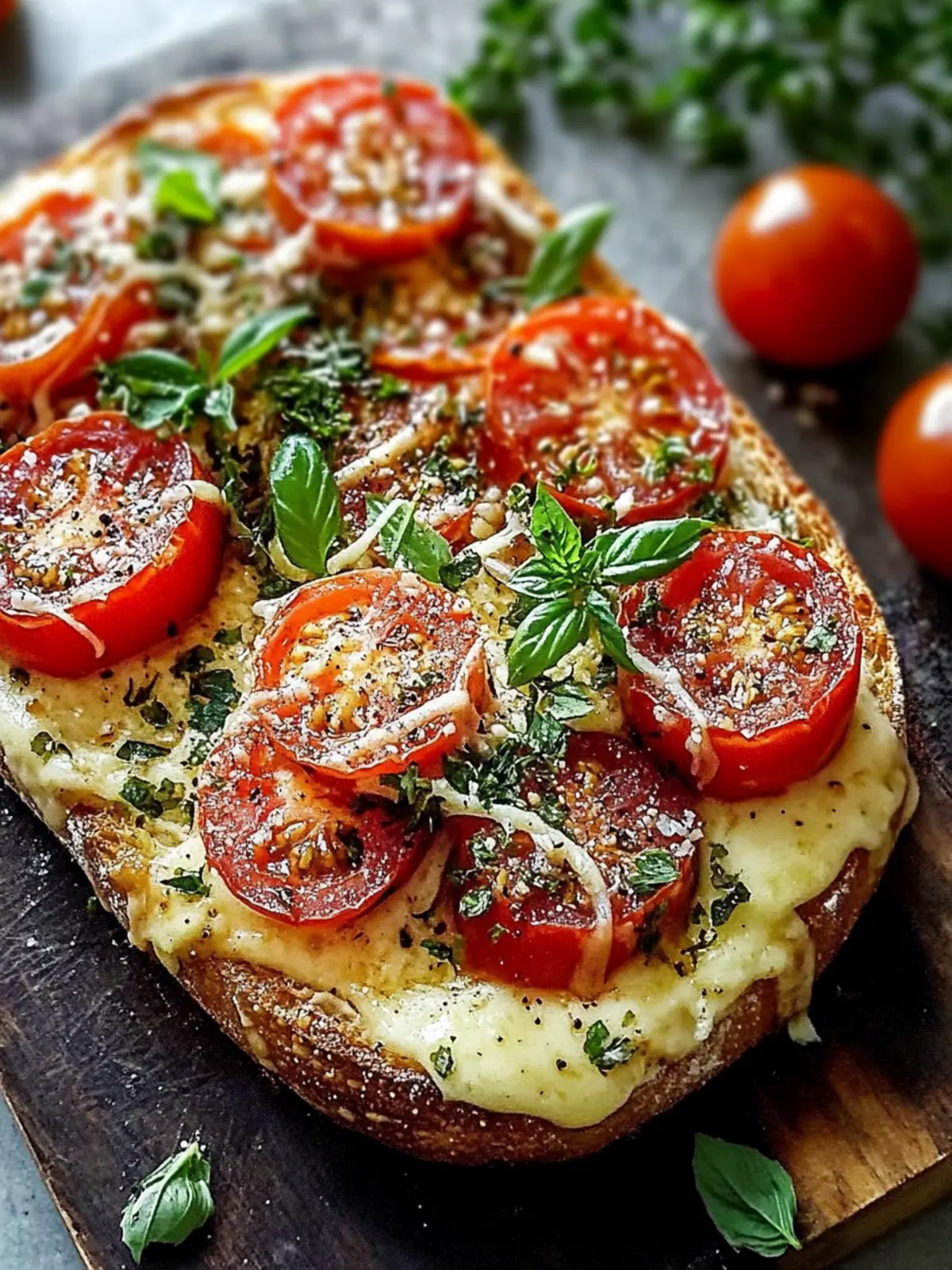 Köstliches Überbackenes Käse- und Tomatenbrot für jeden Snack-Liebhaber 2 Überbackenes Käse- und Tomatenbrot