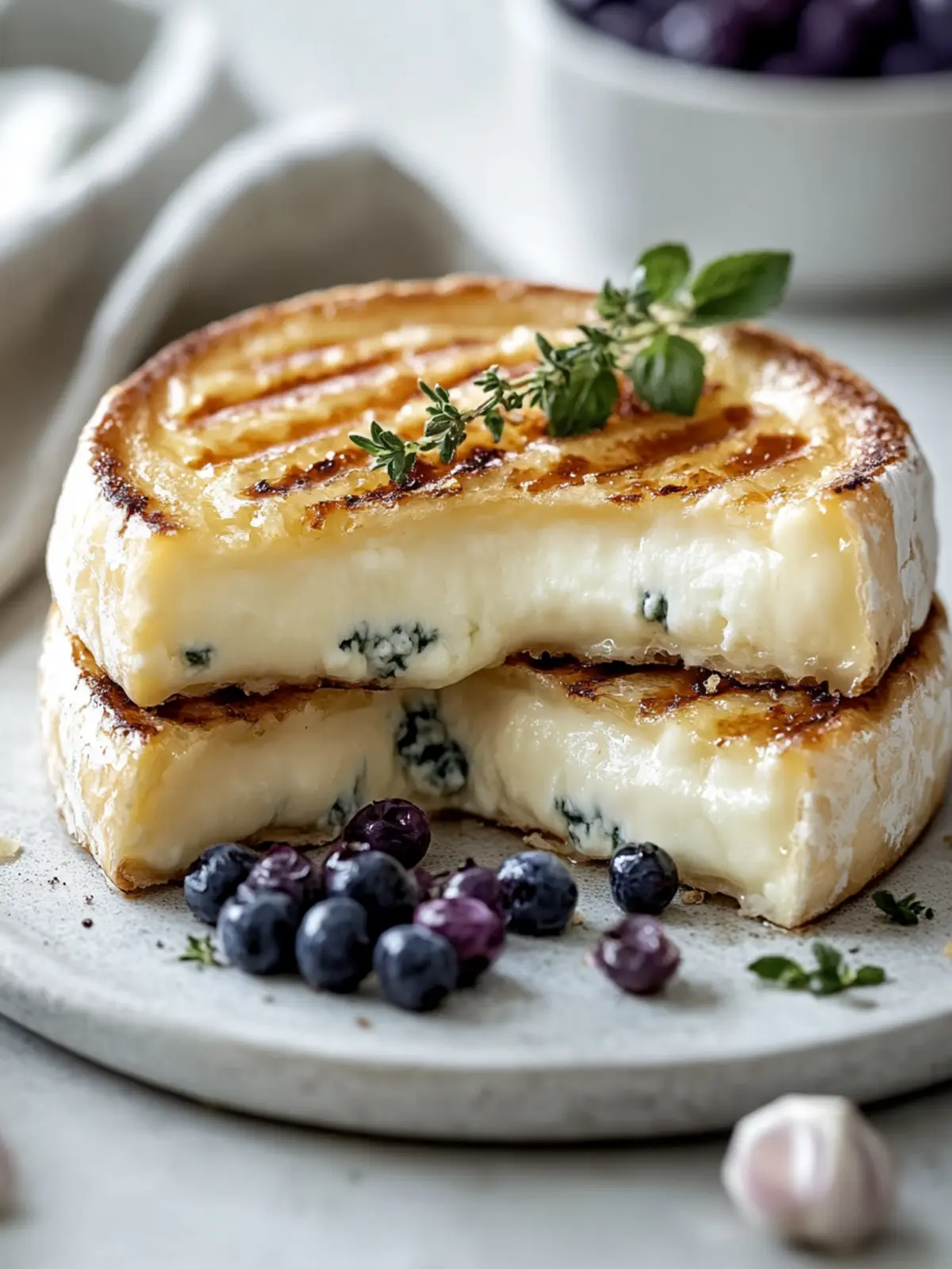 Gegrillter Käse mit cremigem Brie und frischen Heidelbeeren 5 Gegrillter Käse mit cremigem Brie