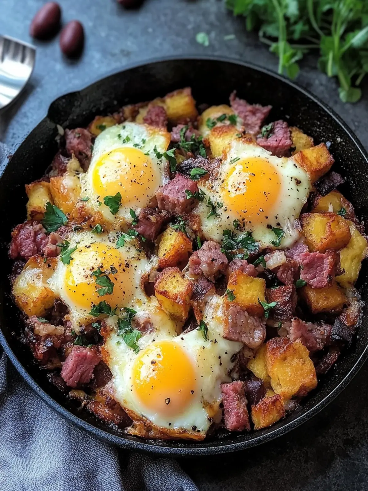 Knuspriger Corned Beef Hash Pfanne mit Läuftigen Eiern Genial 2 Knuspriger Corned Beef Hash Pfanne mit Läuftigen Eiern Einfach und Perfekt
