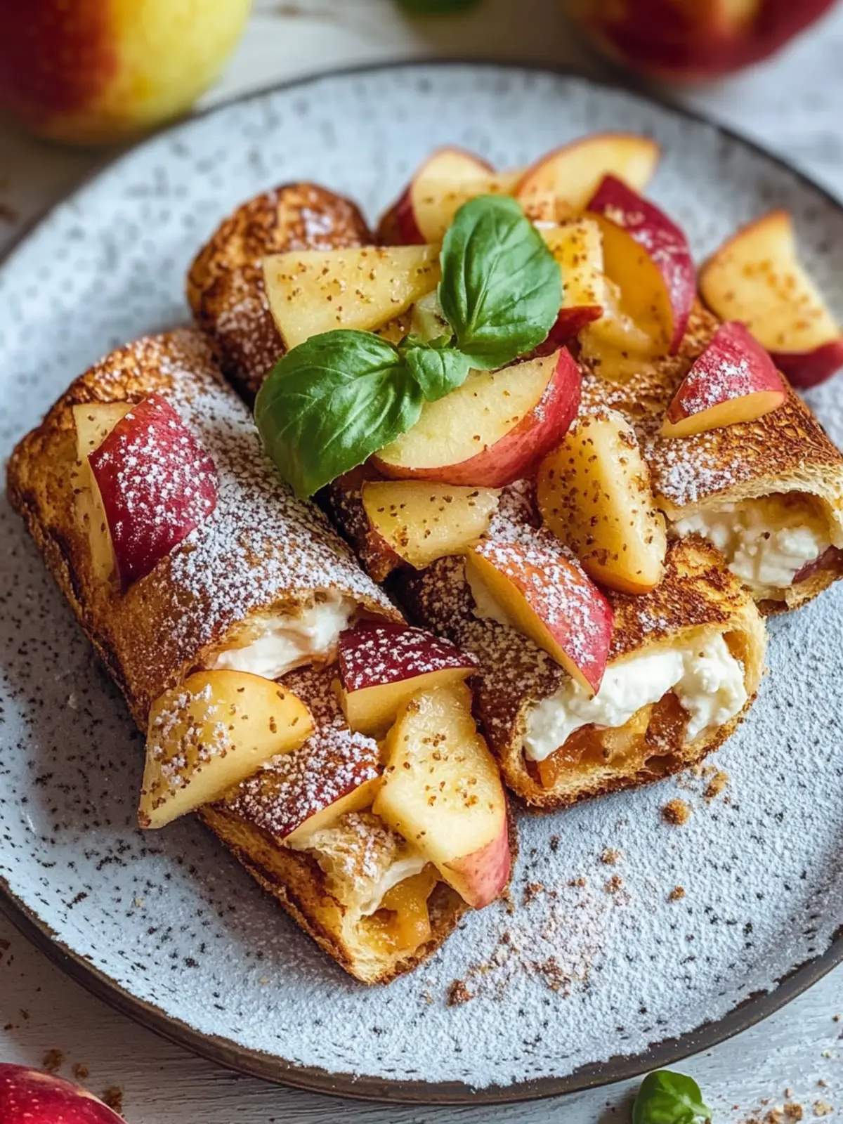 Vegan Französische Toast-Rollen mit Apfel- und Zimtfüllung 5 Französische Toast-Rollen mit Apfel- und Zimtfüllung
