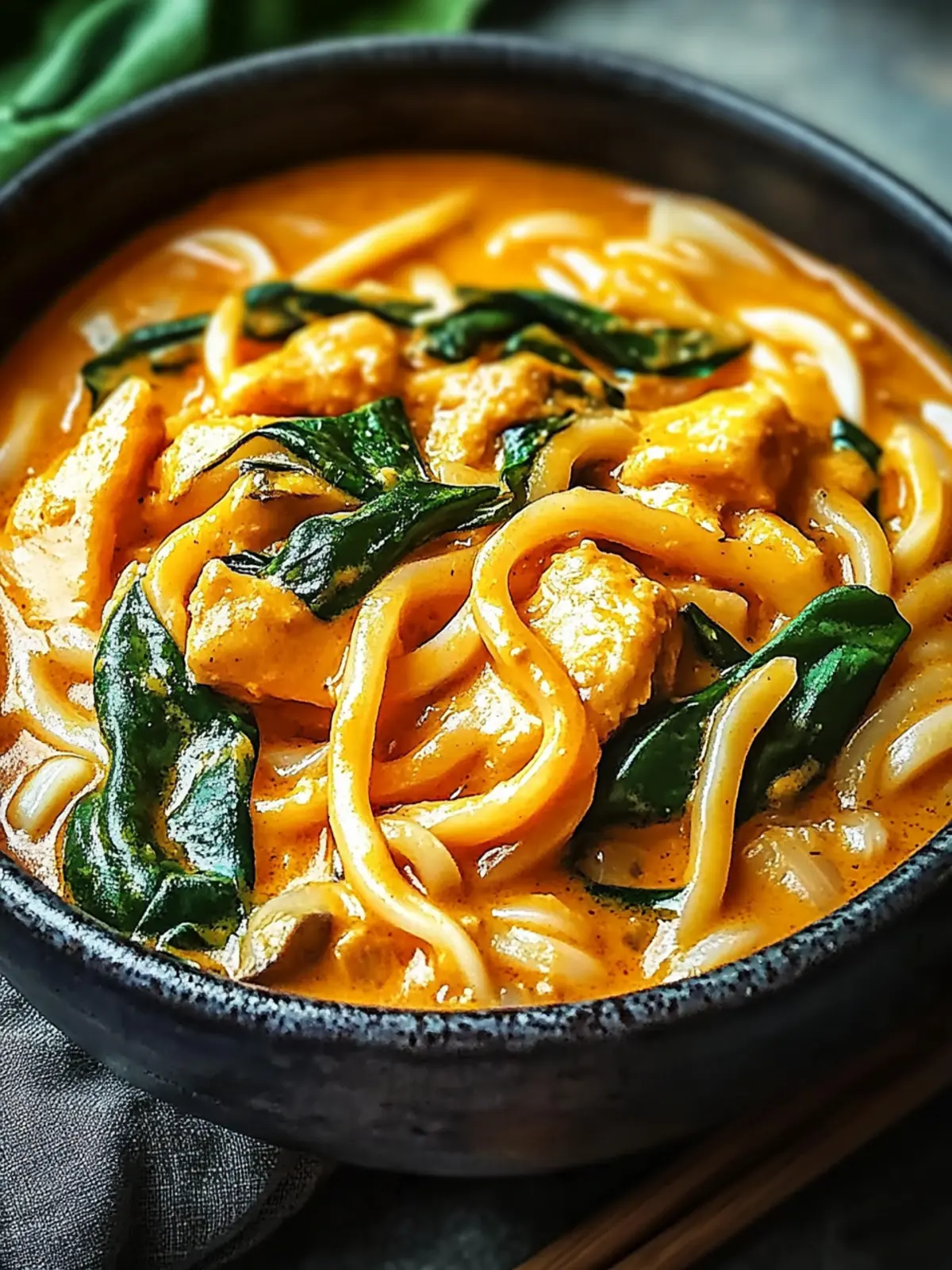 Cremige thailändische rote Curry Udon-Nudeln für deinen Genuss 3 Cremige thailändische rote Curry Udon-Nudeln Genuss