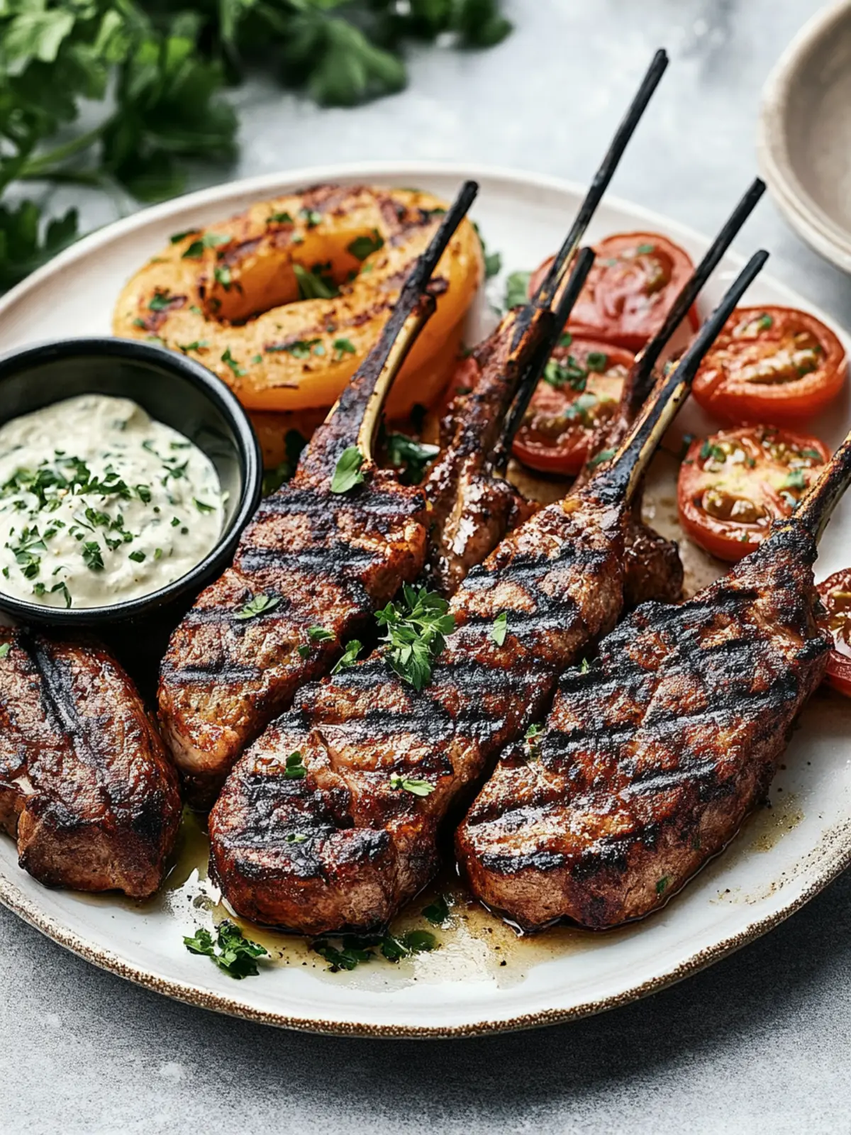 Saftige gegrillte Lammkoteletts mit aromatischer Marinade 4 Gegrillte Lammkoteletts