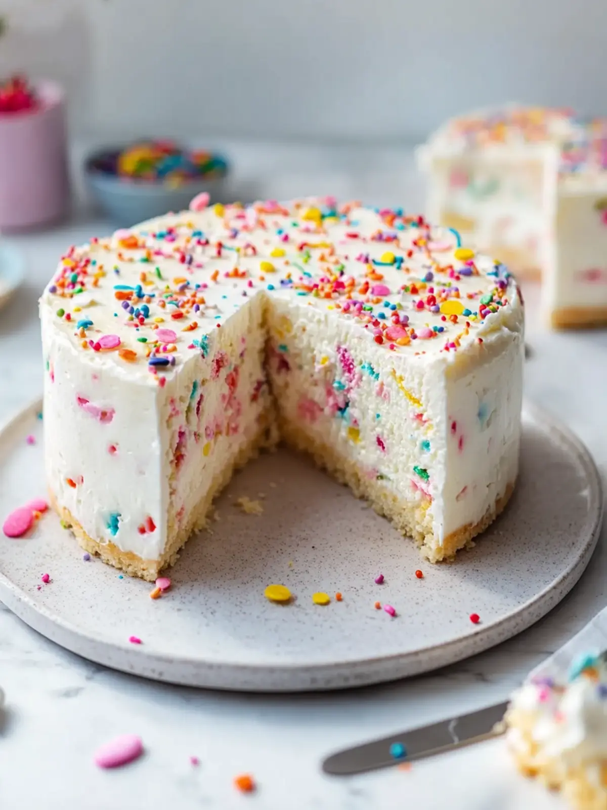 No-Bake Funfetti Käsekuchen – Der bunte Genuss für Feste 5 No-Bake Funfetti Käsekuchen