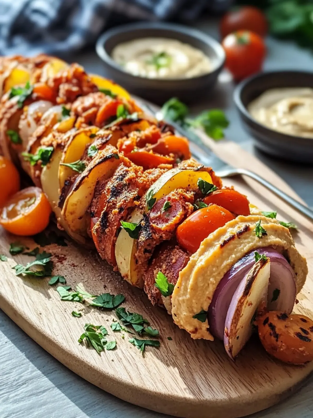 Kartoffel-Shawarma mit Tomaten-Hummus – Grillgenuss leicht gemacht 4 Kartoffel-Shawarma mit Tomaten-Hummus