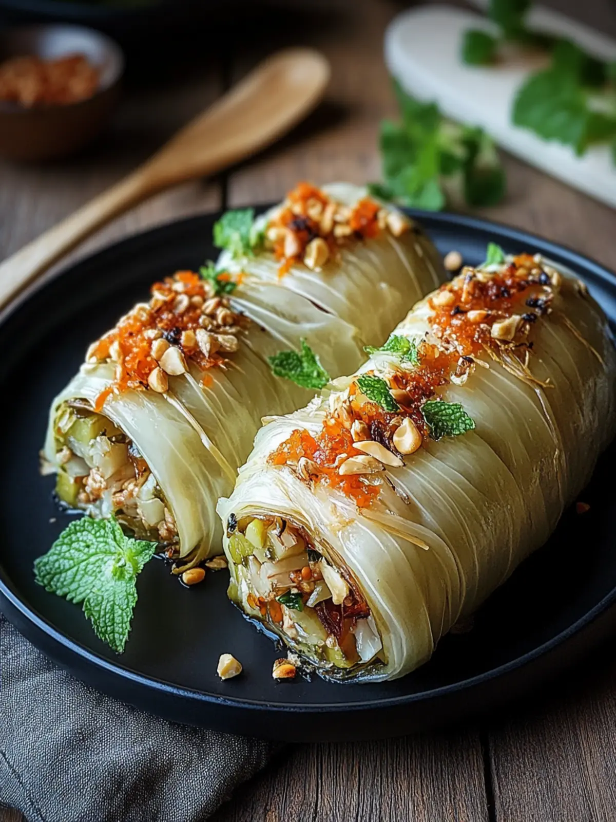 Vegane Kohlrouladen Weißkohl