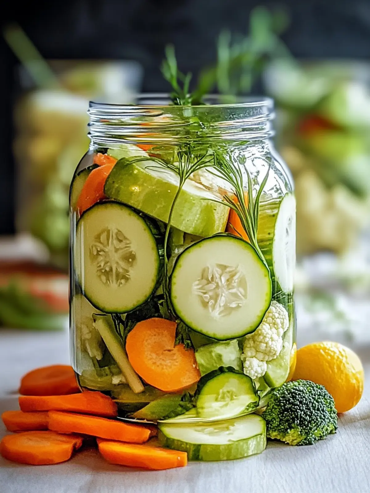 Knackiges würziges Kühlschrank-eingelegtes Gemüse in nur 15 Min 2 Knackiges würziges Kühlschrank-eingelegtes Gemüse