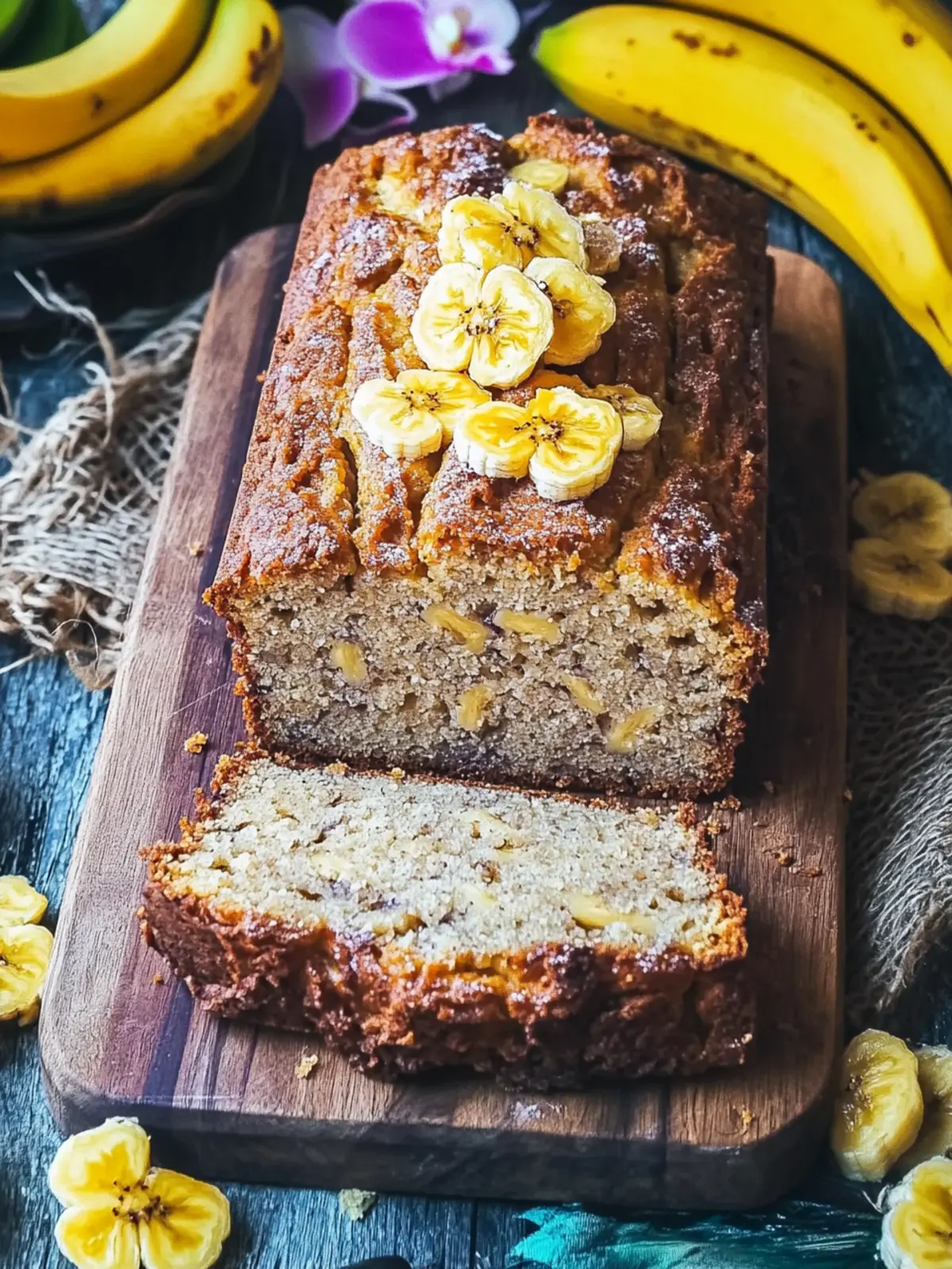 Tropisches Bananenbrot mit Ananas und Kokosnuss