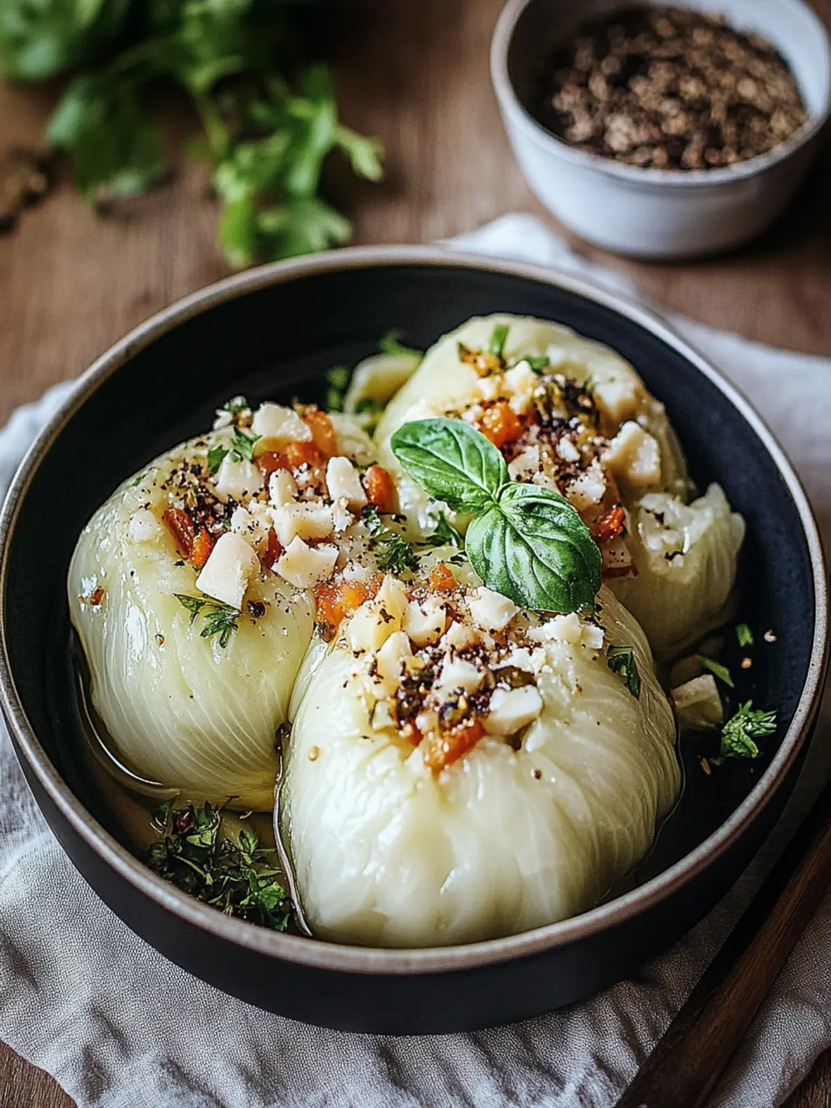 Vegane Kohlrouladen Weißkohl mit Linsenfüllung genießen 2 Vegane Kohlrouladen Weißkohl