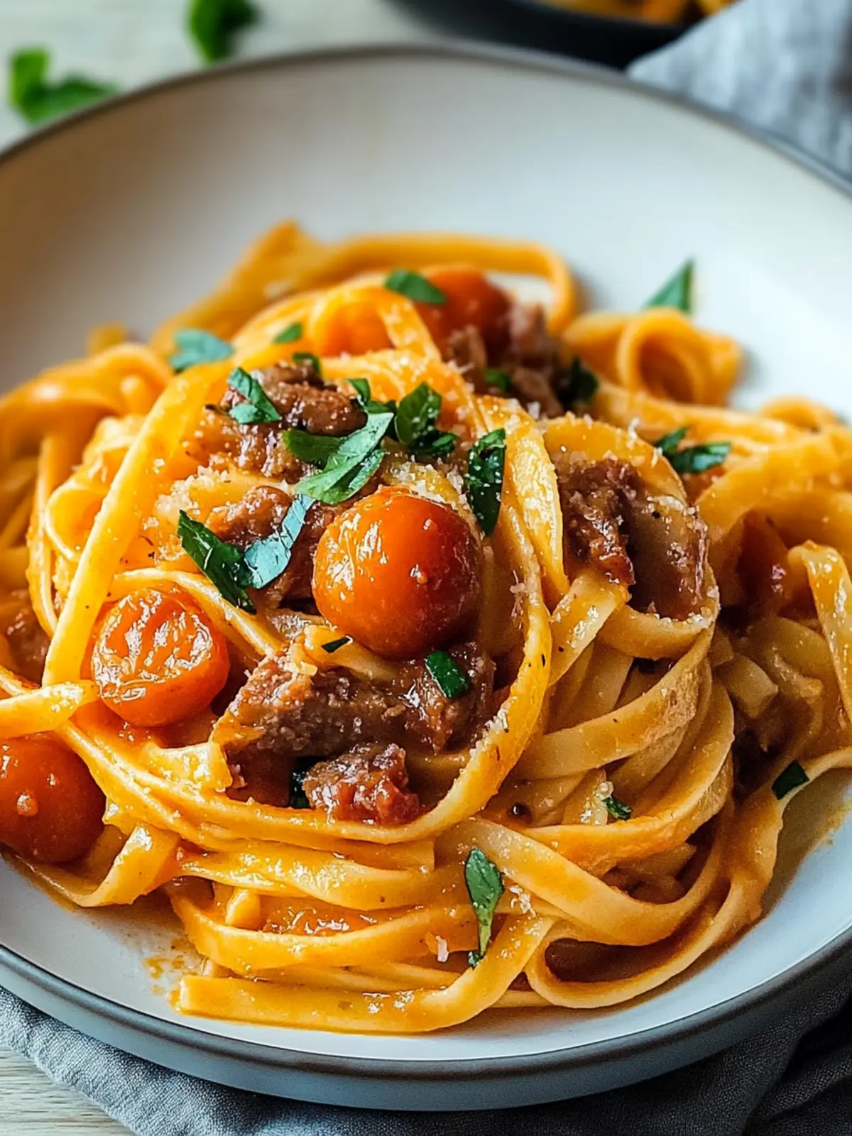 Aromatische Tomatennudeln mit zartem Rindfleisch – Einfach unwiderstehlich! 3 Aromatische Tomatennudeln mit zartem Rindfleisch