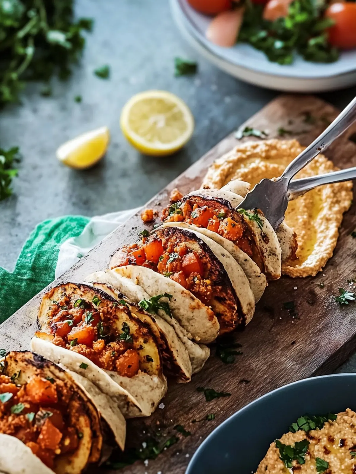 Kartoffel Shawarma mit Tomaten-Hummus: Ein Grilltraum erleben 2 Kartoffel Shawarma mit Tomaten-Hummus
