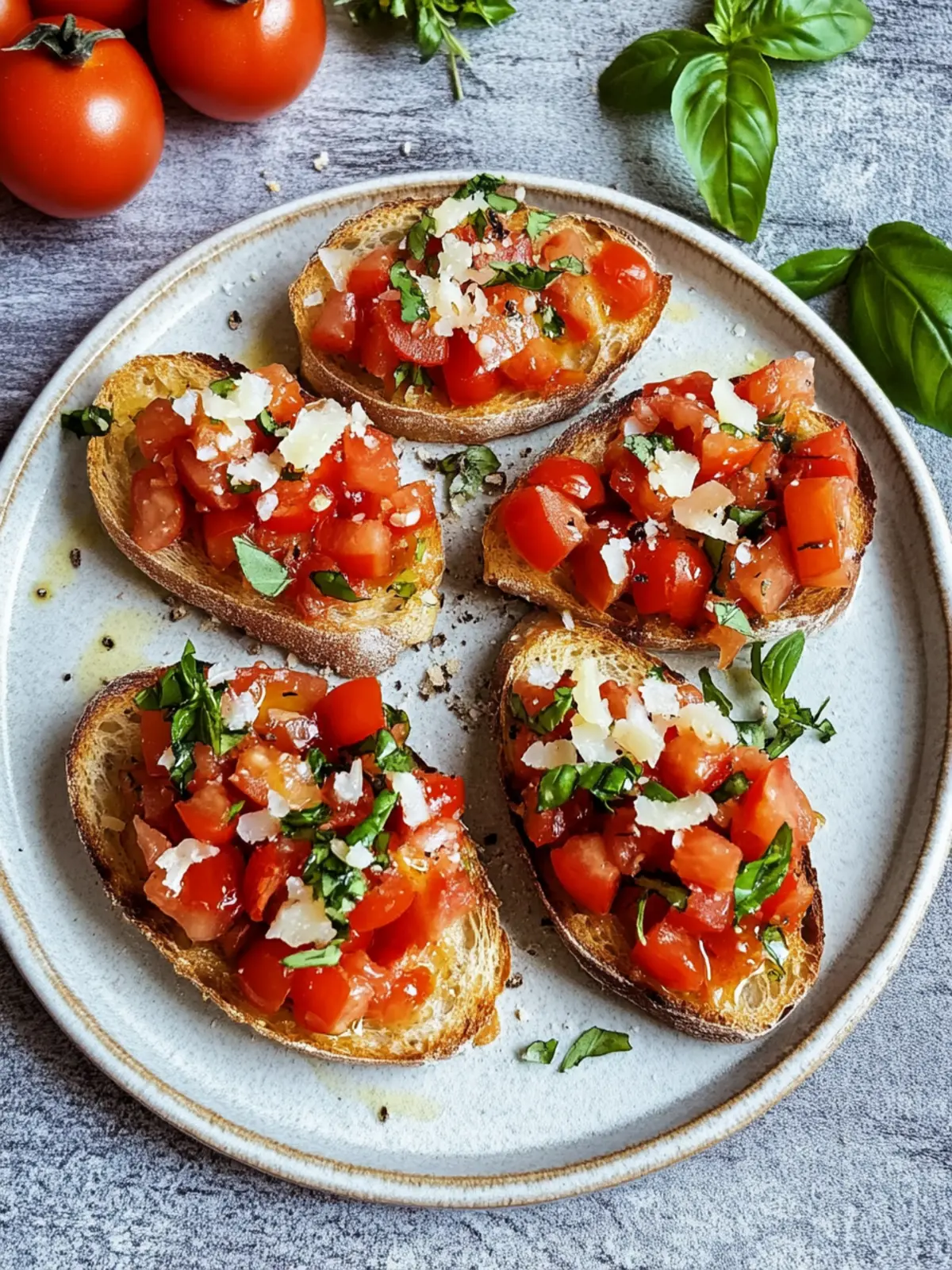 Bruschetta mit Tomaten und Knoblauchöl: Frischer Genuss für jeden Anlass 4 Bruschetta mit Tomaten und Knoblauchöl