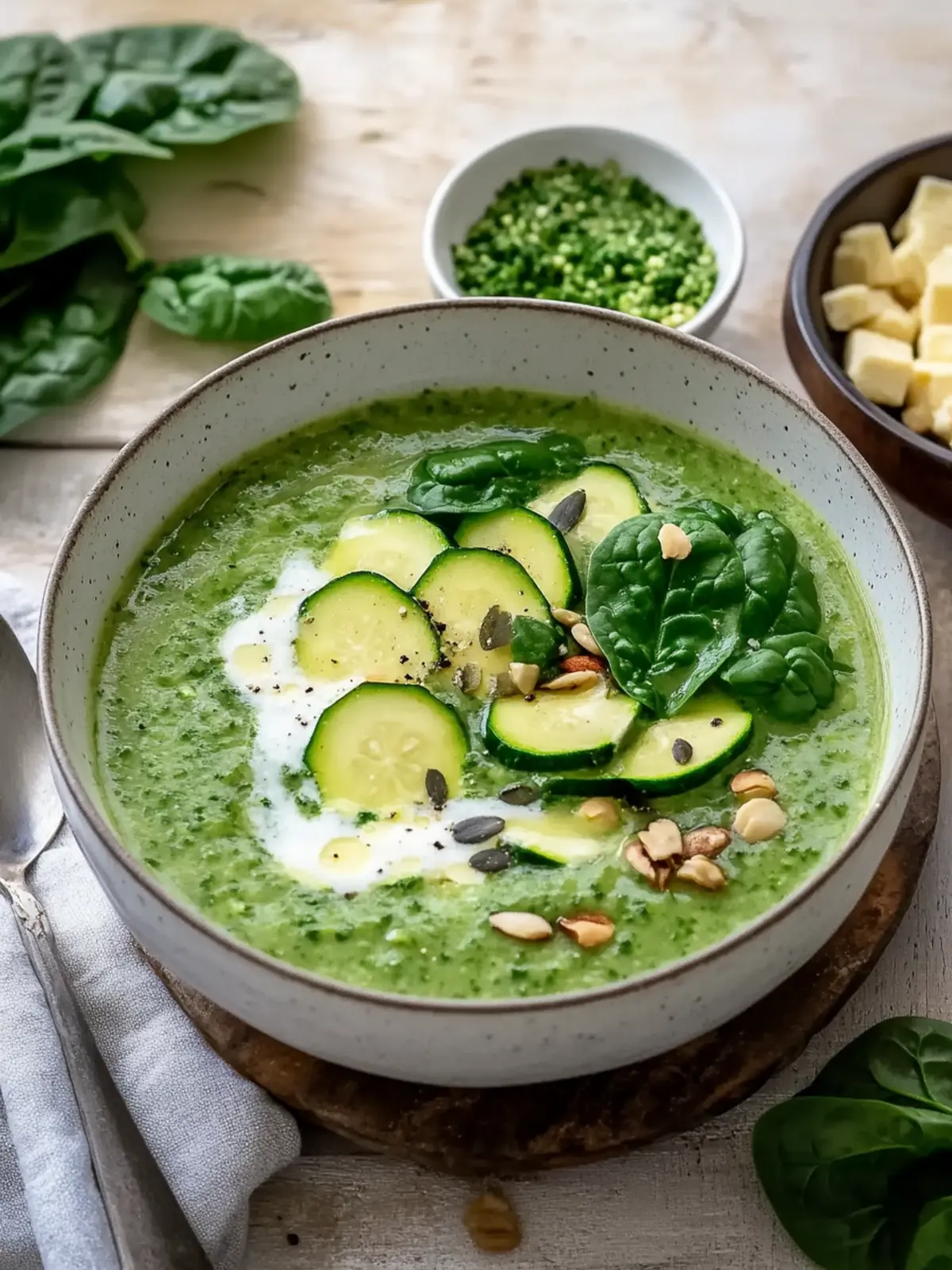 Cremige Spinat- und Zucchinisuppe für schnelle Genussmomente 4 Cremige Spinat- und Zucchinisuppe