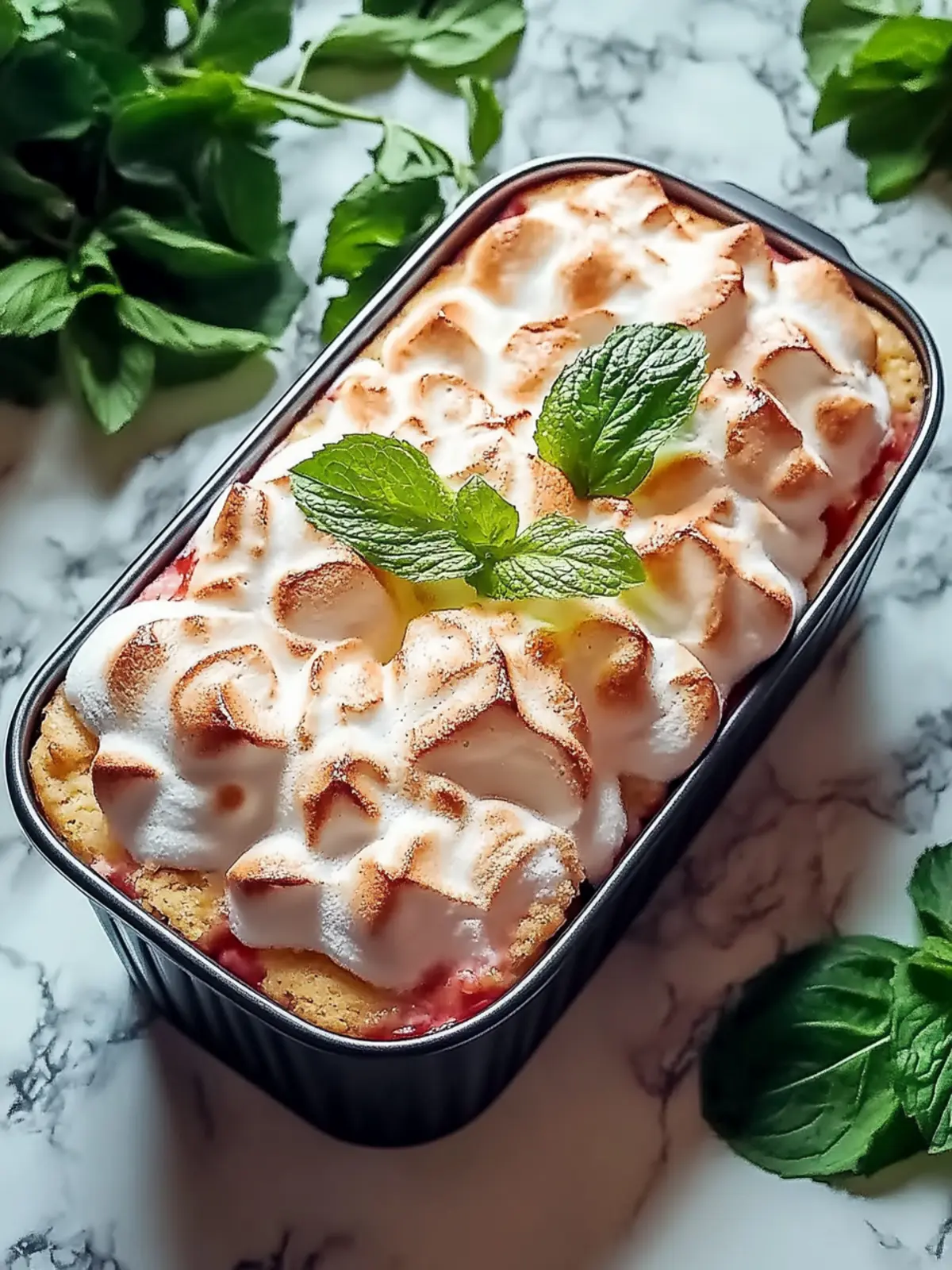 Leckerer Rhabarber- und Apfelkuchen mit Baiser für jede Feier 2 Rhabarber- und Apfelkuchen mit Baiser