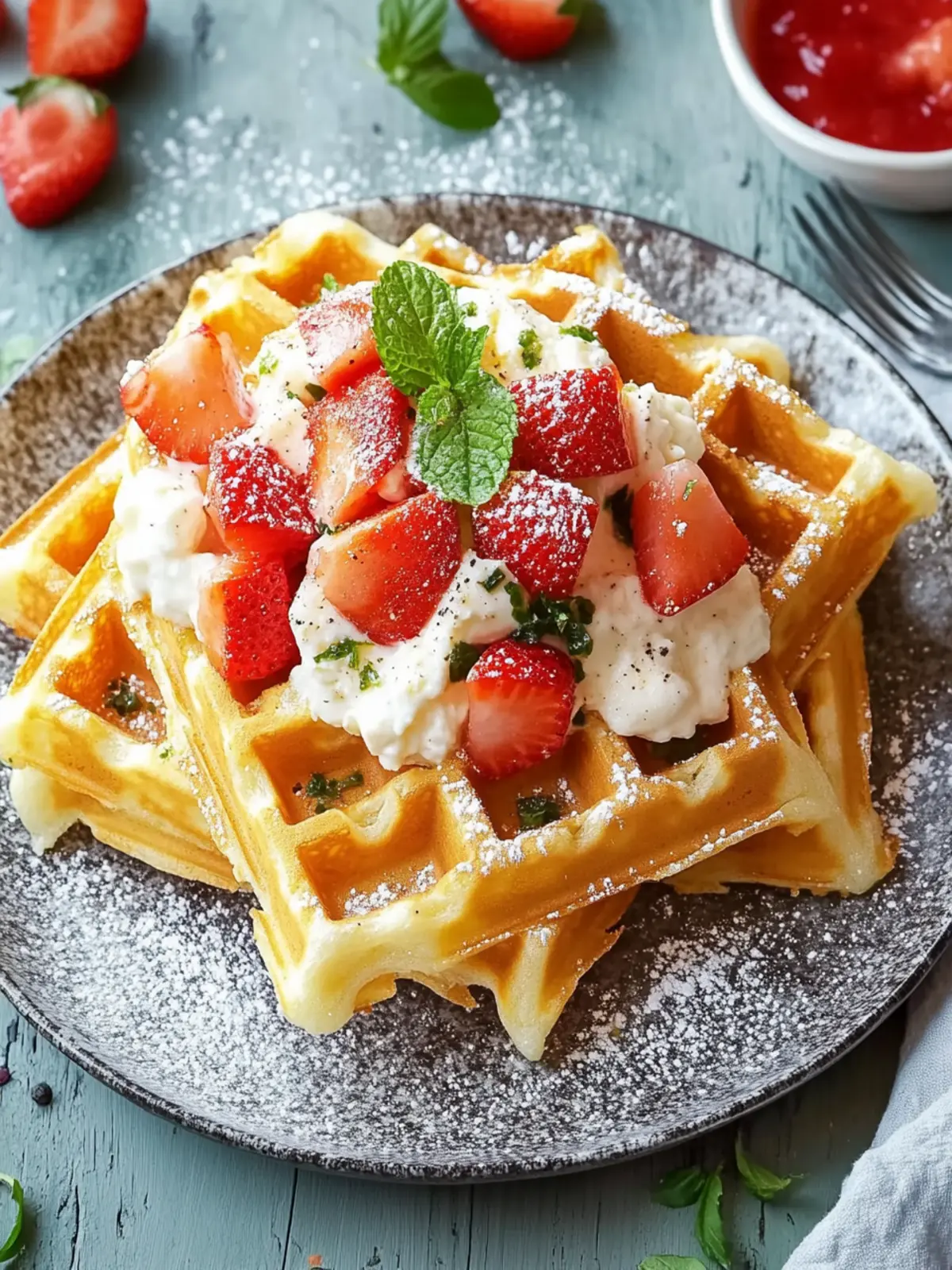 Kräuter- und Käsewaffel mit Paprikasalat: Schnell und Lecker 5 Kräuter- und Käsewaffel mit Paprikasalat