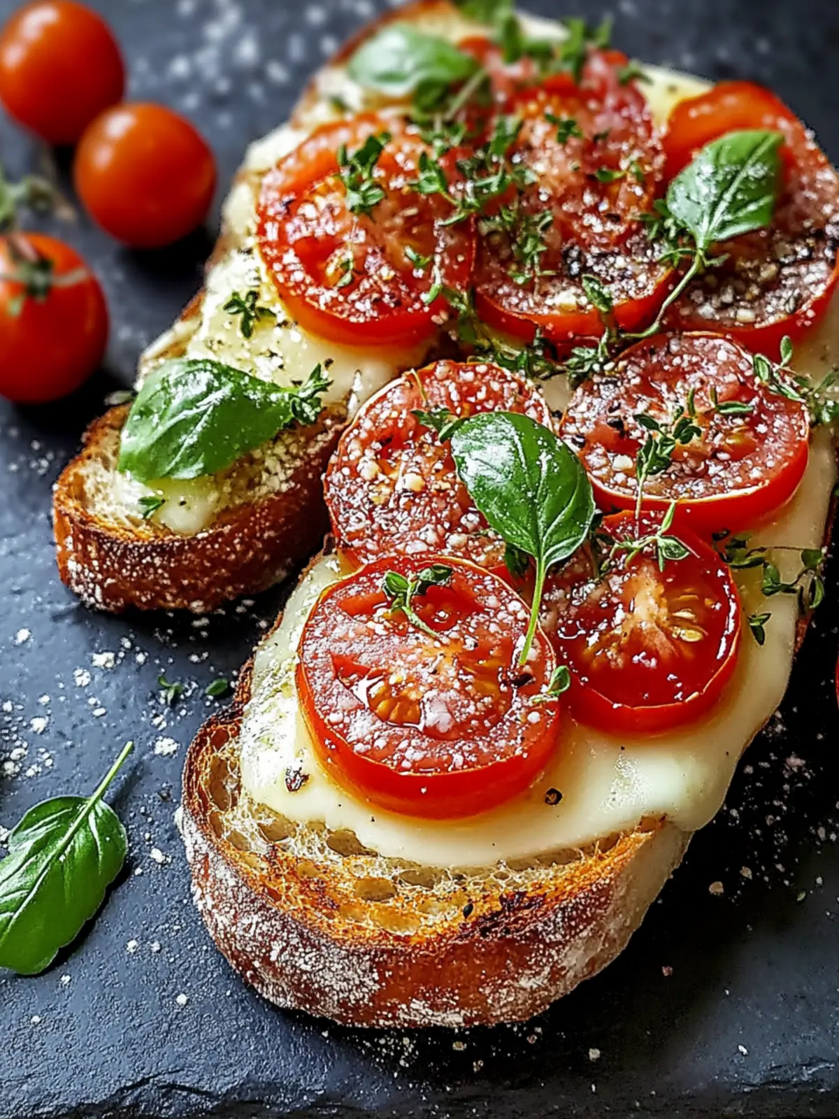 Überbackenes Käse- und Tomatenbrot