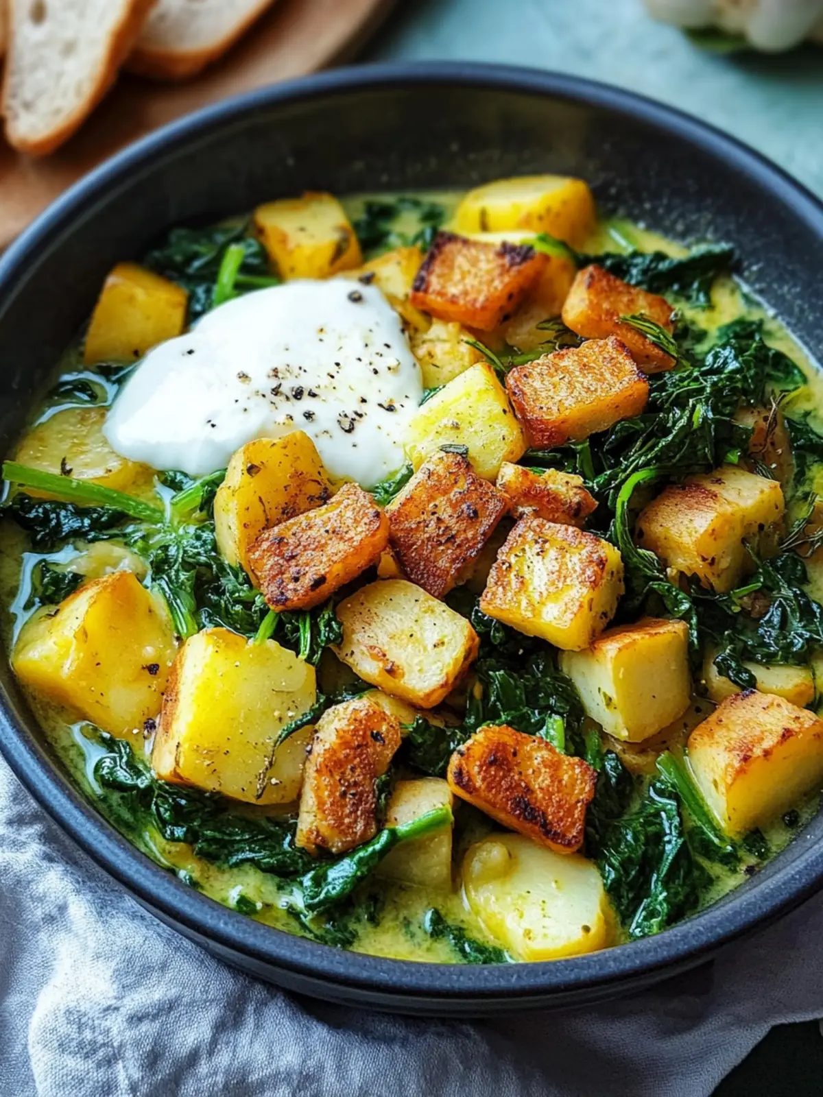 Wärmender Kartoffel- und Spinat-Eintopf für kalte Tage 4 Kartoffel- und Spinat-Eintopf