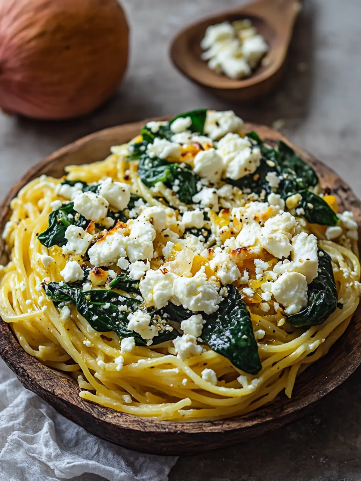 Spaghetti-Kürbis mit Spinat und Feta: Gesund und Lecker 4 Spaghetti-Kürbis mit Spinat und Feta