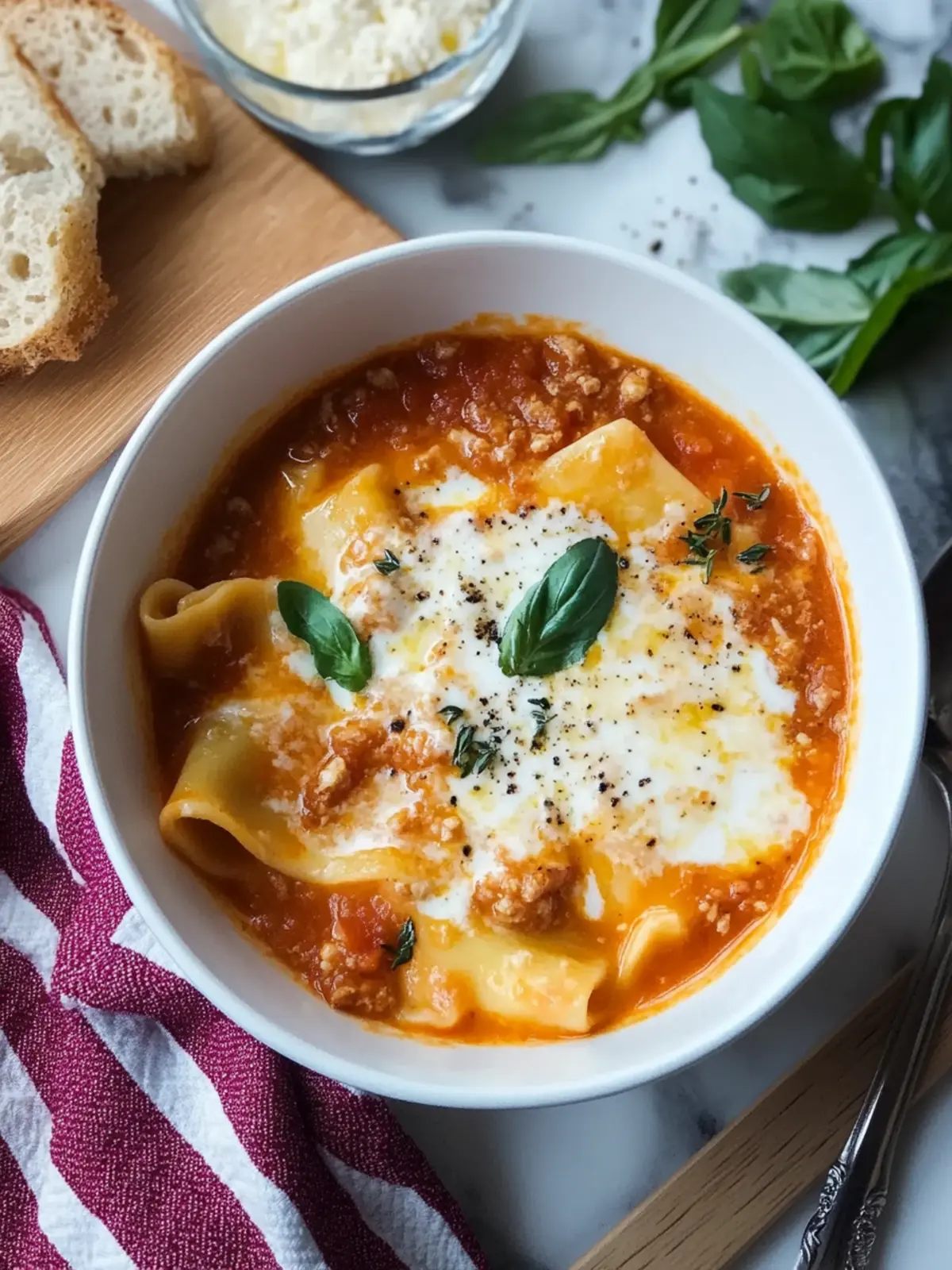 Wärmende Lasagne Suppe - Schnelles Comfort Food für die Familie 4 Lasagne Suppe