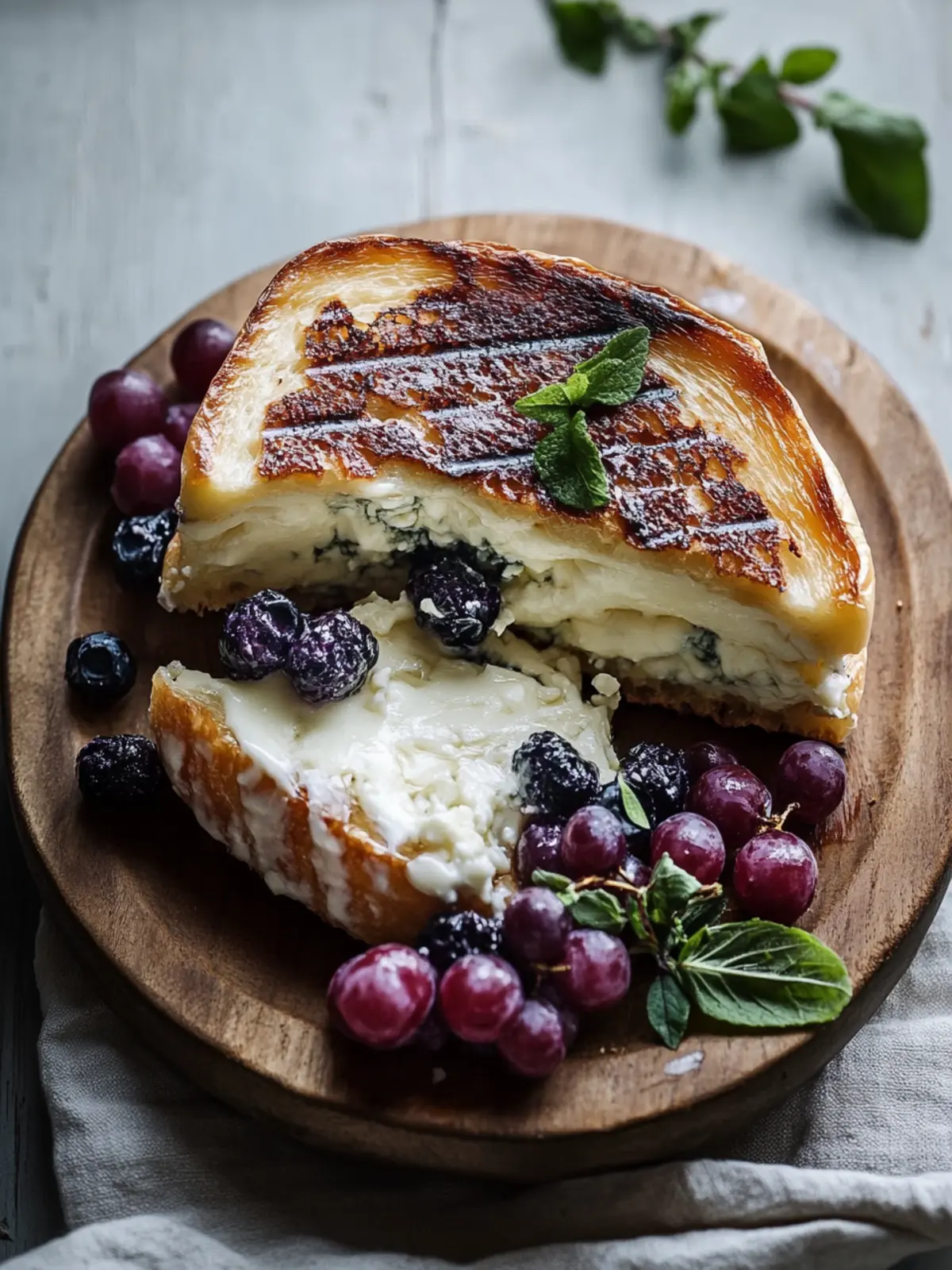 Gegrillter Käse mit cremigem Brie und frischen Heidelbeeren 2 Gegrillter Käse mit cremigem Brie