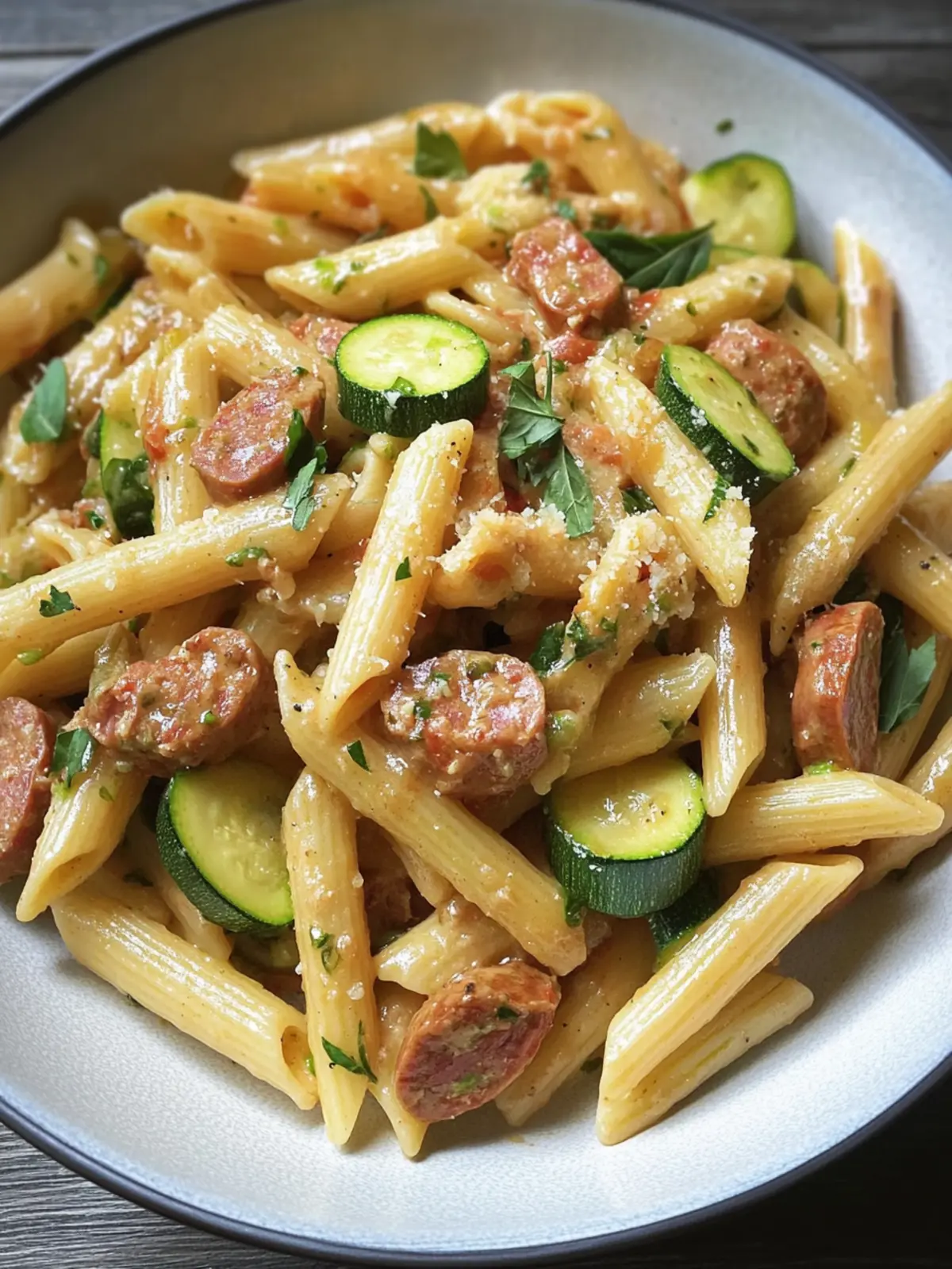 Penne mit Rinderwurst und Zucchini – Einfach und Lecker! 2 Penne mit Rinderwurst und Zucchini