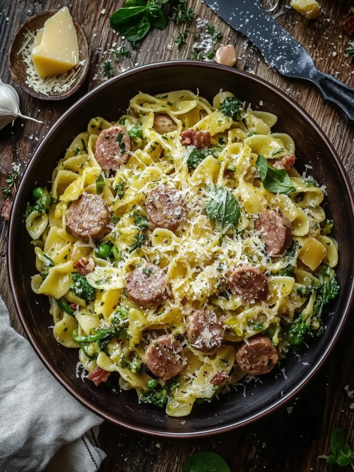 Wurst, Rosenkohl und Parmesan Pasta: Schnelles Wohlfühlessen 4 Wurst, Rosenkohl und Parmesan Pasta