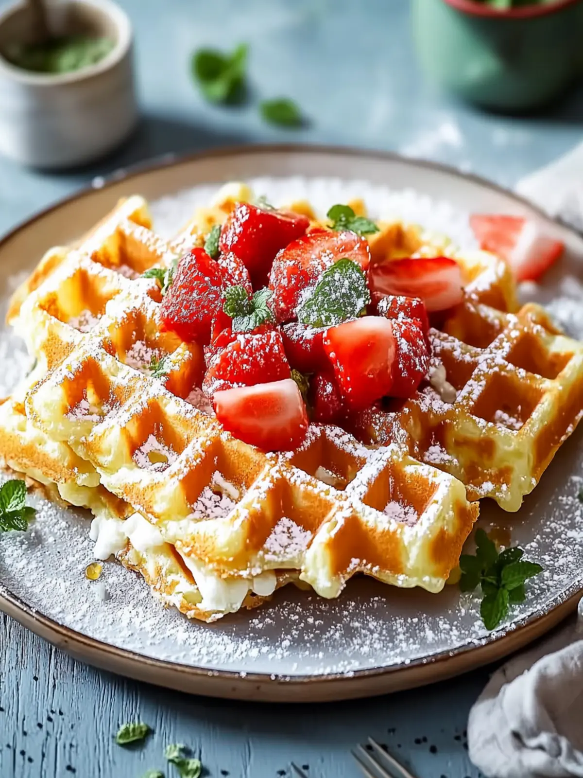 Kräuter- und Käsewaffel mit Paprikasalat: Schnell und Lecker 4 Kräuter- und Käsewaffel mit Paprikasalat