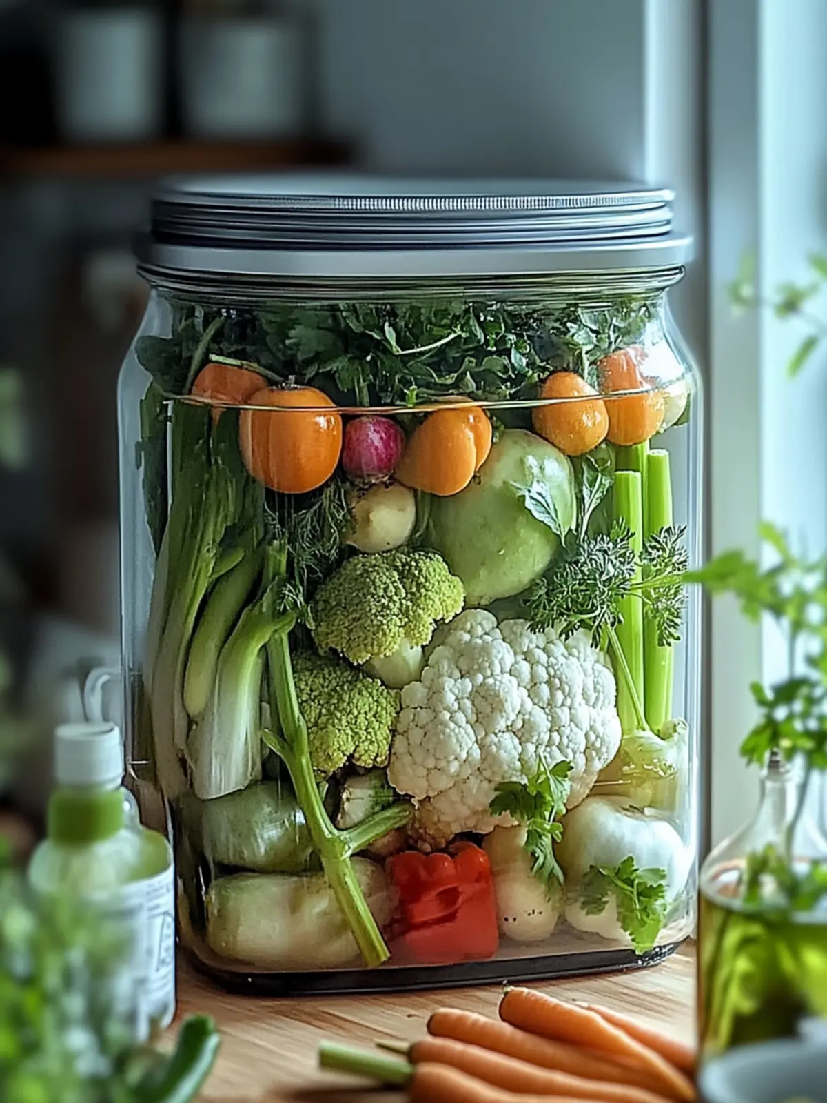 Knackiges würziges Kühlschrank-eingelegtes Gemüse in nur 15 Min 5 Knackiges würziges Kühlschrank-eingelegtes Gemüse