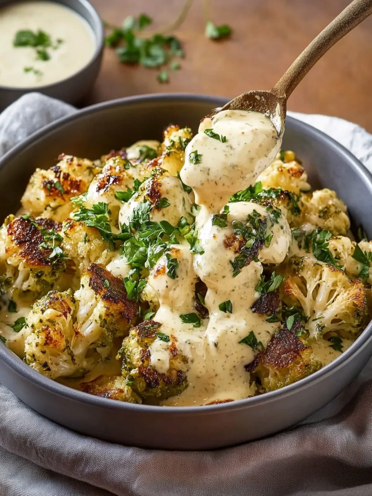 Knusprig geröstete Rosenkohl mit cremiger Käsesauce lieben! 2 Knusprig geröstete Rosenkohl mit cremiger Käsesauce