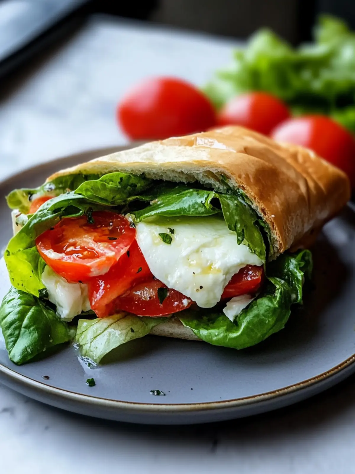 Low-Carb Mozzarella-Sandwich im Salatblatt: Lecker und Gesund 4 Low-Carb Mozzarella-Sandwich in einem Salatblatt