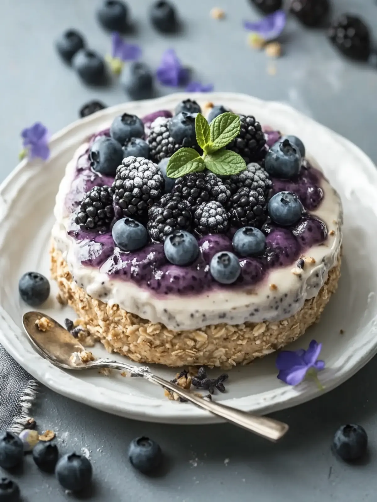 Gesunde Übernachtungs-Haferflocken mit Heidelbeeren und Chiasamen 2 Übernachtungs-Haferflocken mit Heidelbeeren und Chiasamen