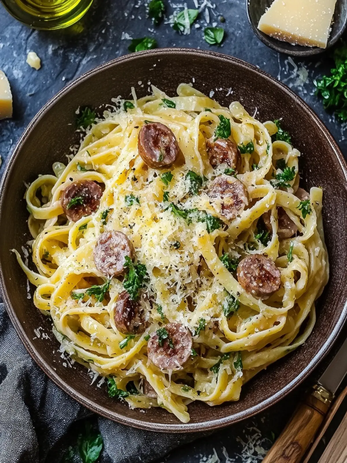 Wurst, Rosenkohl und Parmesan Pasta: Schnelles Wohlfühlessen 2 Wurst, Rosenkohl und Parmesan Pasta