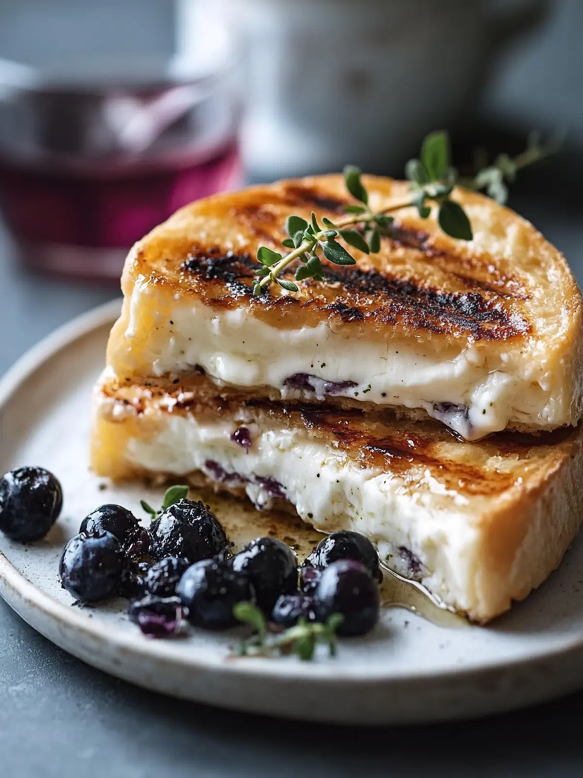 Gegrillter Käse mit cremigem Brie und frischen Heidelbeeren 3 Gegrillter Käse mit cremigem Brie