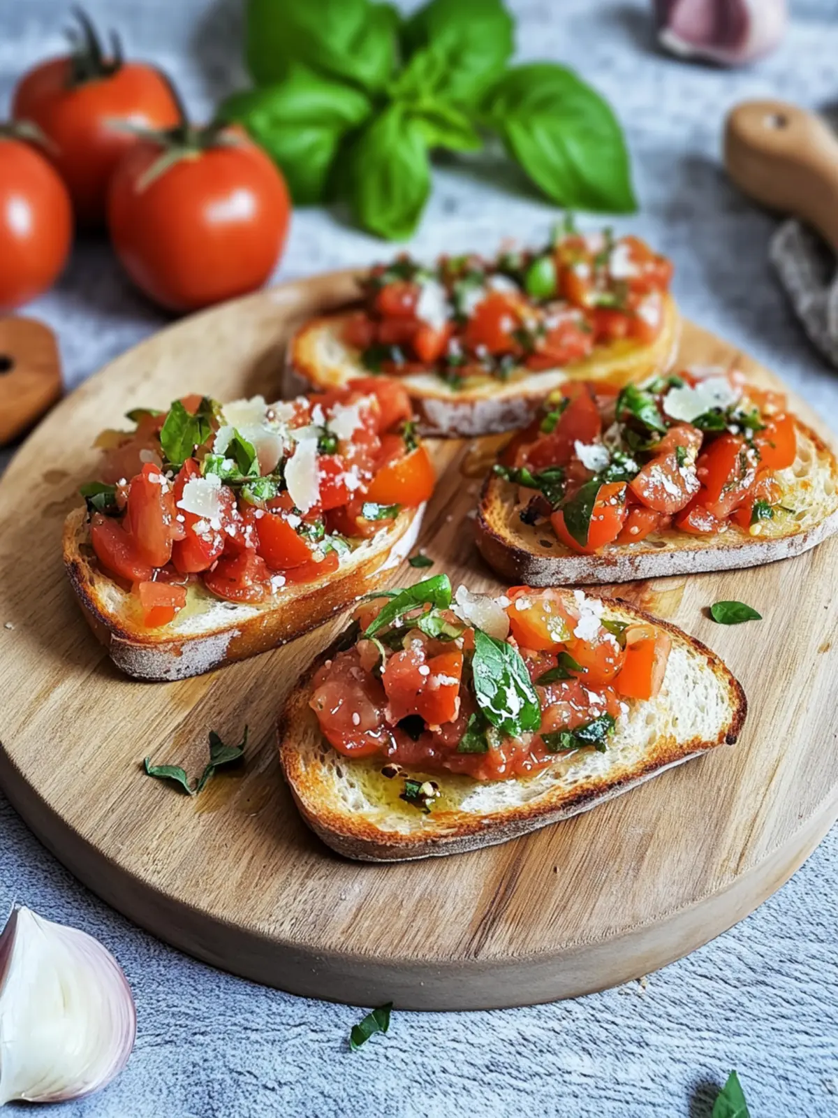 Bruschetta mit Tomaten und Knoblauchöl: Frischer Genuss für jeden Anlass 2 Bruschetta mit Tomaten und Knoblauchöl