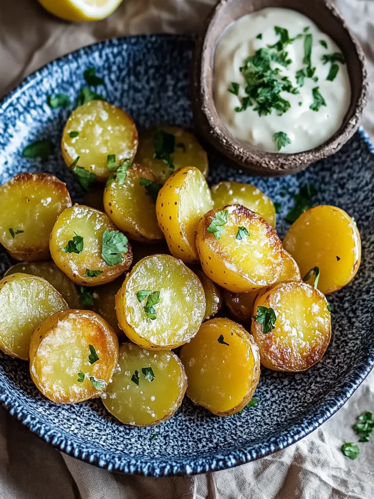Knusprige zerdrückte Kartoffeln mit Knoblauch und Kräutern 5 knusprige zerdrückte Kartoffeln
