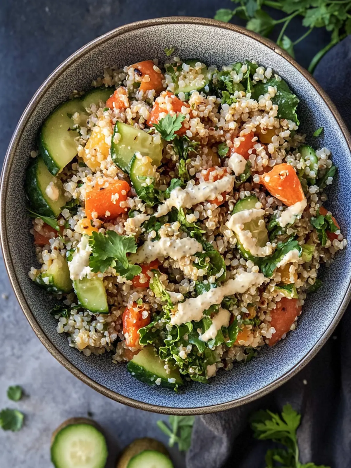 Warmes geröstetes Gemüse-Quinoa-Salat mit cremigem Sesamdressing für jeden Tag 3 Warmes geröstetes Gemüse-Quinoa-Salat mit cremigem Sesamdressing
